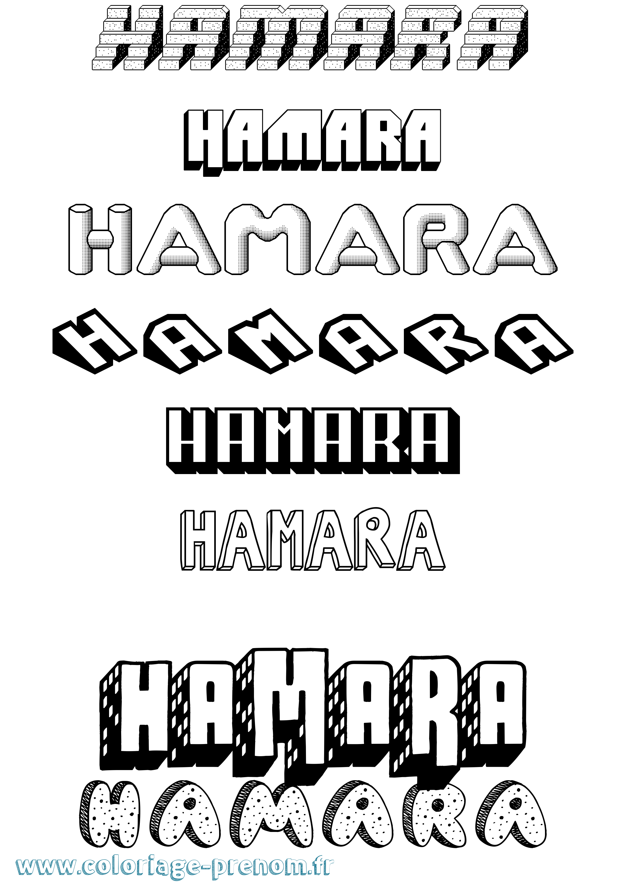 Coloriage Hamara Effet 3D Coloriage prénom Hamara Effet 3D