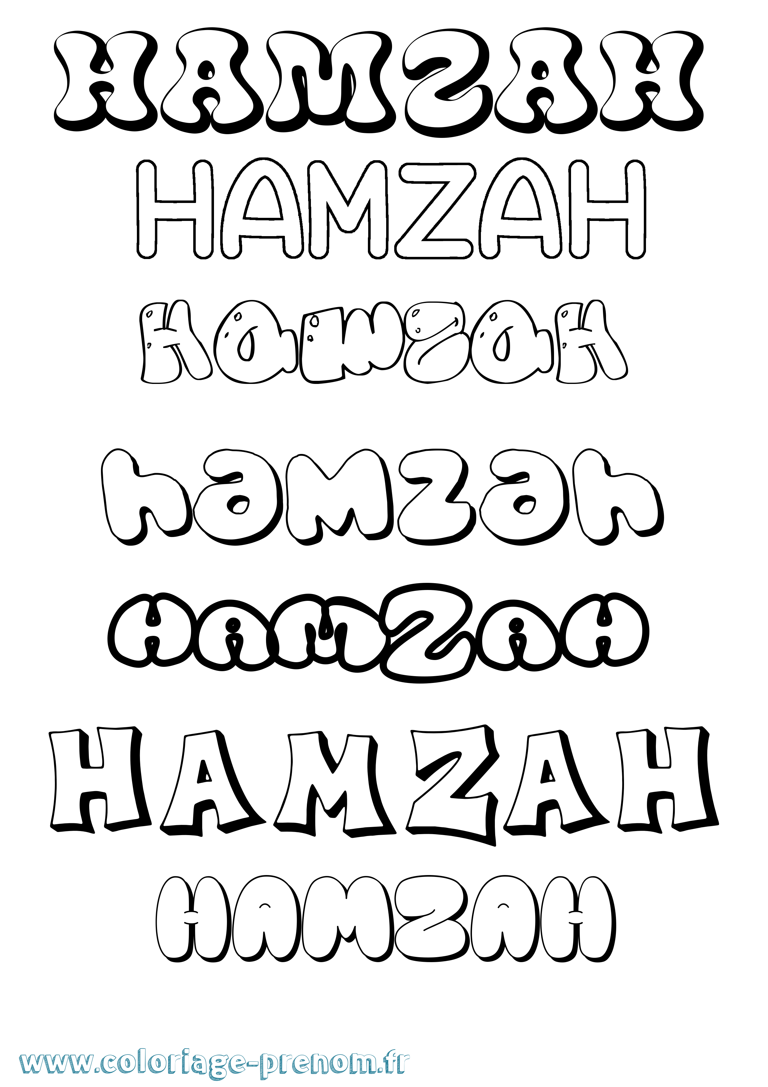 Coloriage Hamzah Bubble Coloriage prénom Hamzah Bubble