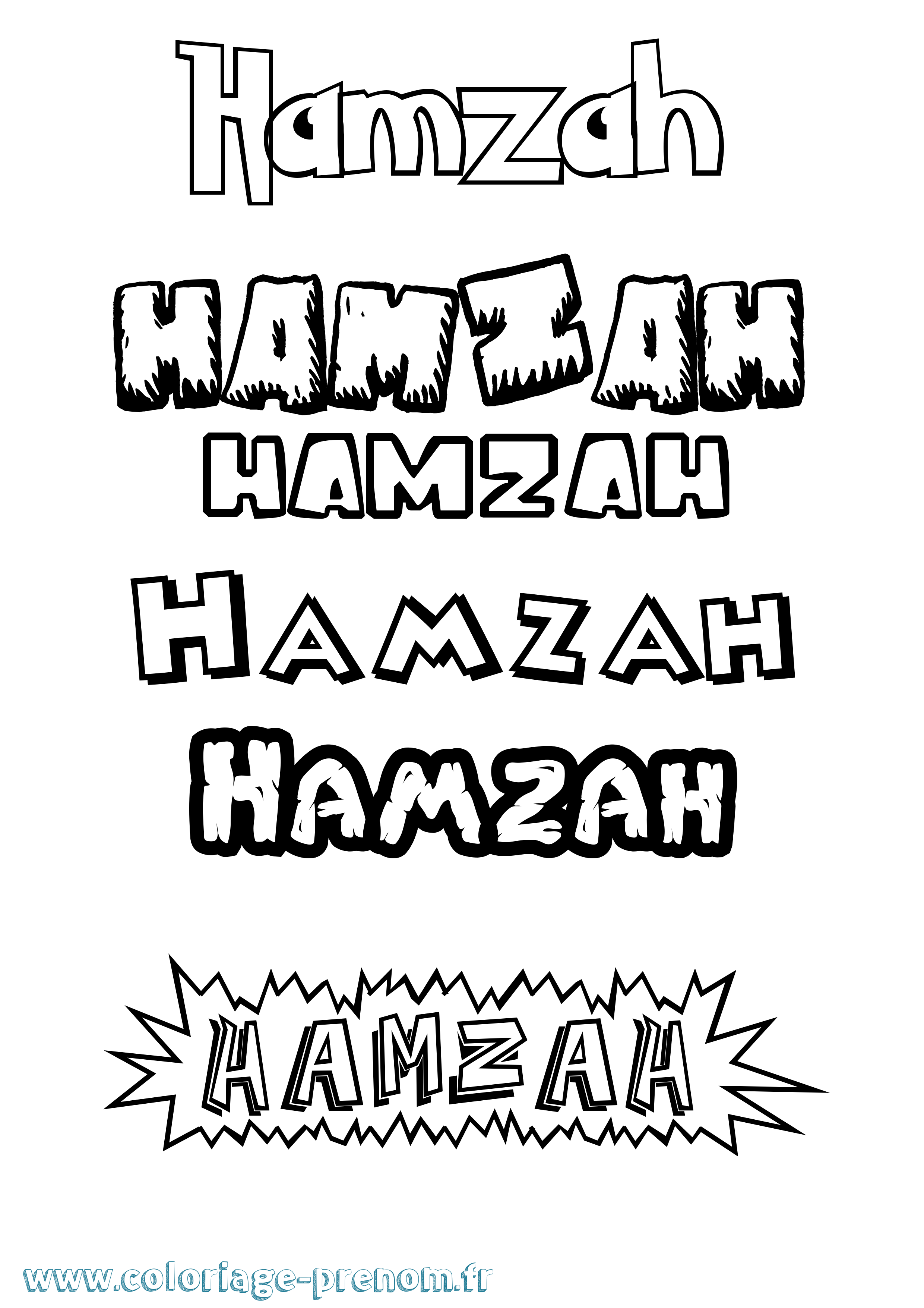 Coloriage Hamzah Dessin Animé Coloriage prénom Hamzah Dessin Animé