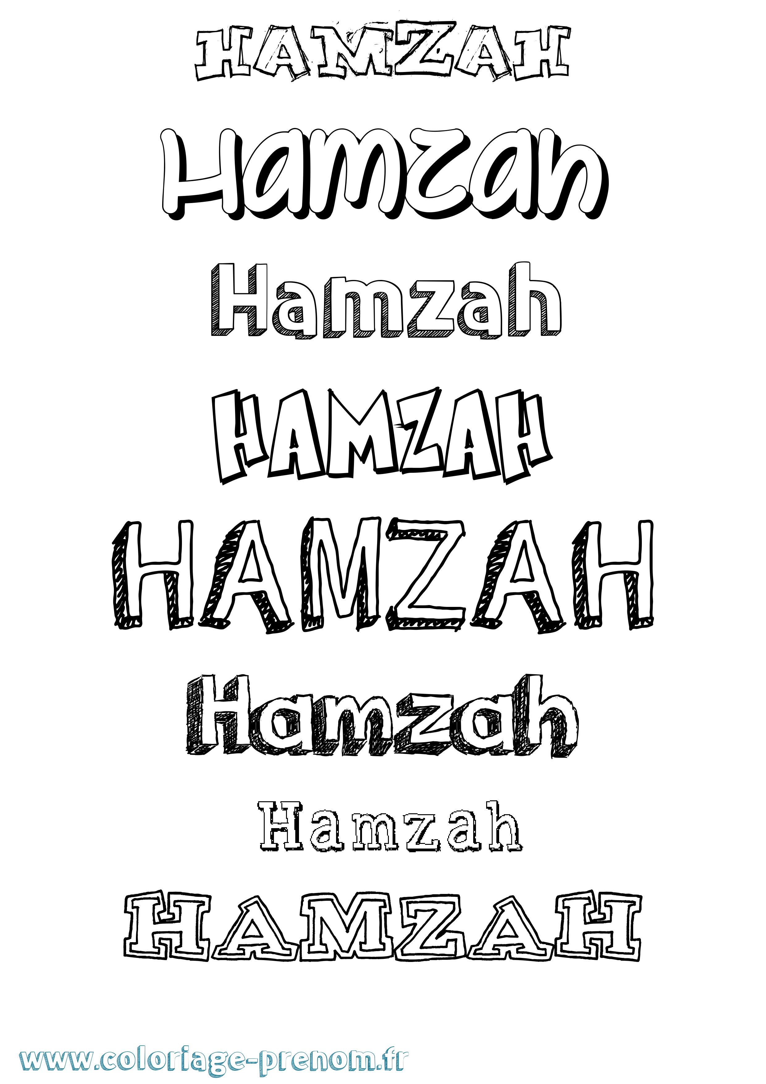 Coloriage Hamzah Dessiné Coloriage prénom Hamzah Dessiné
