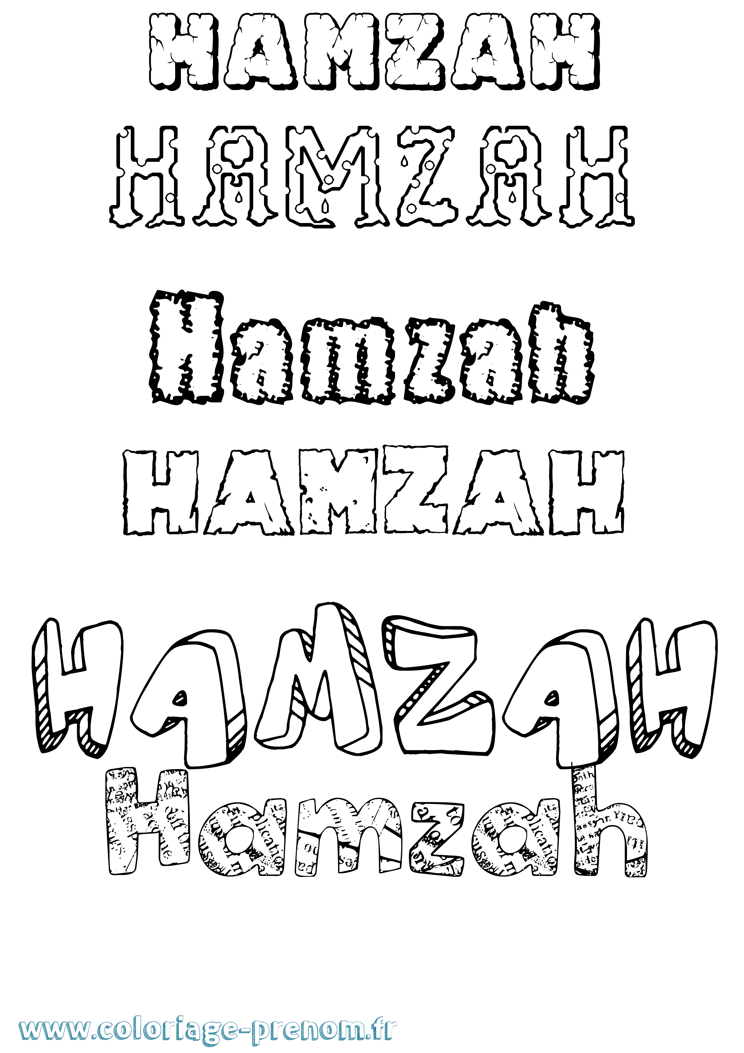 Coloriage Hamzah Destructuré Coloriage prénom Hamzah Destructuré