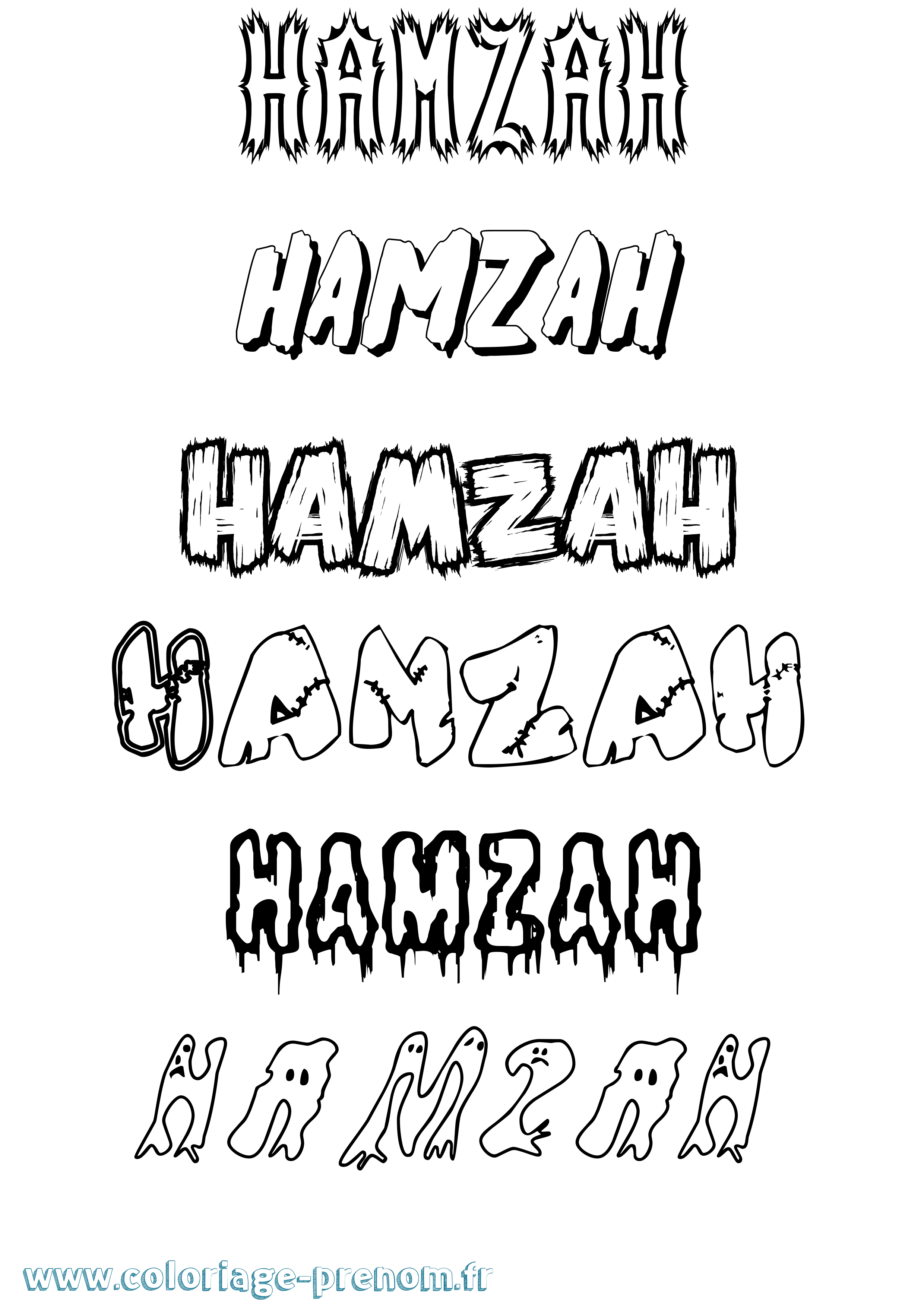 Coloriage Hamzah Frisson Coloriage prénom Hamzah Frisson