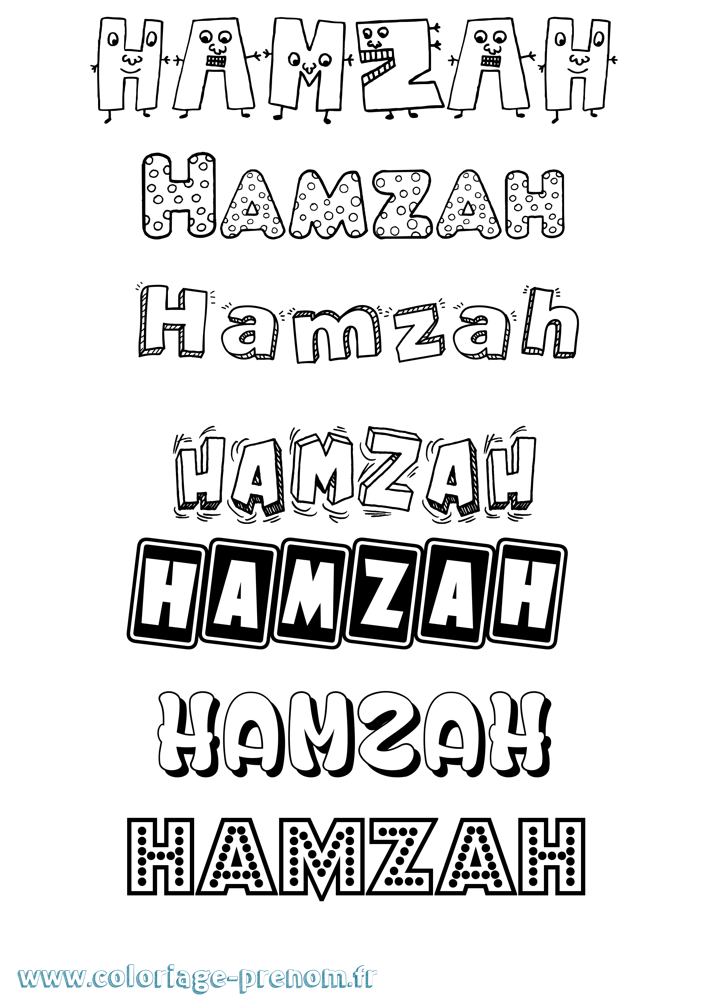 Coloriage Hamzah Fun Coloriage prénom Hamzah Fun