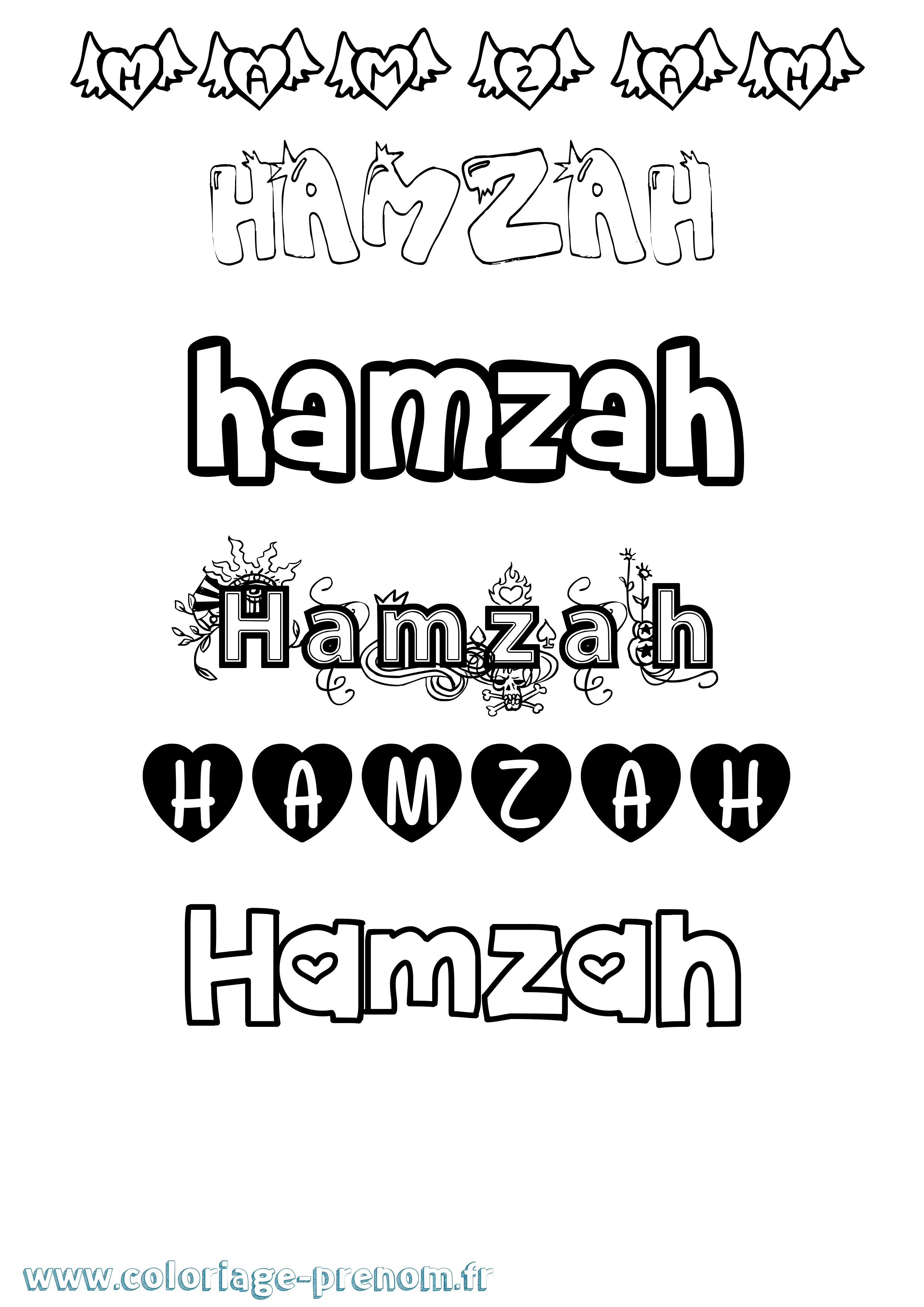 Coloriage Hamzah Girly Coloriage prénom Hamzah Girly