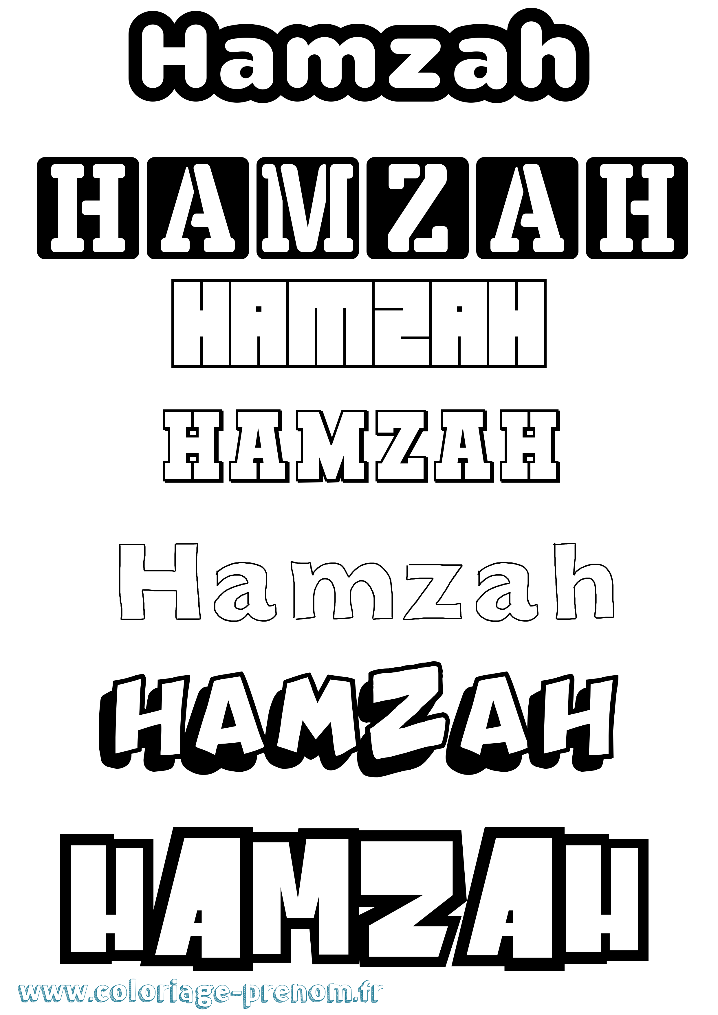 Coloriage Hamzah Simple Coloriage prénom Hamzah Simple