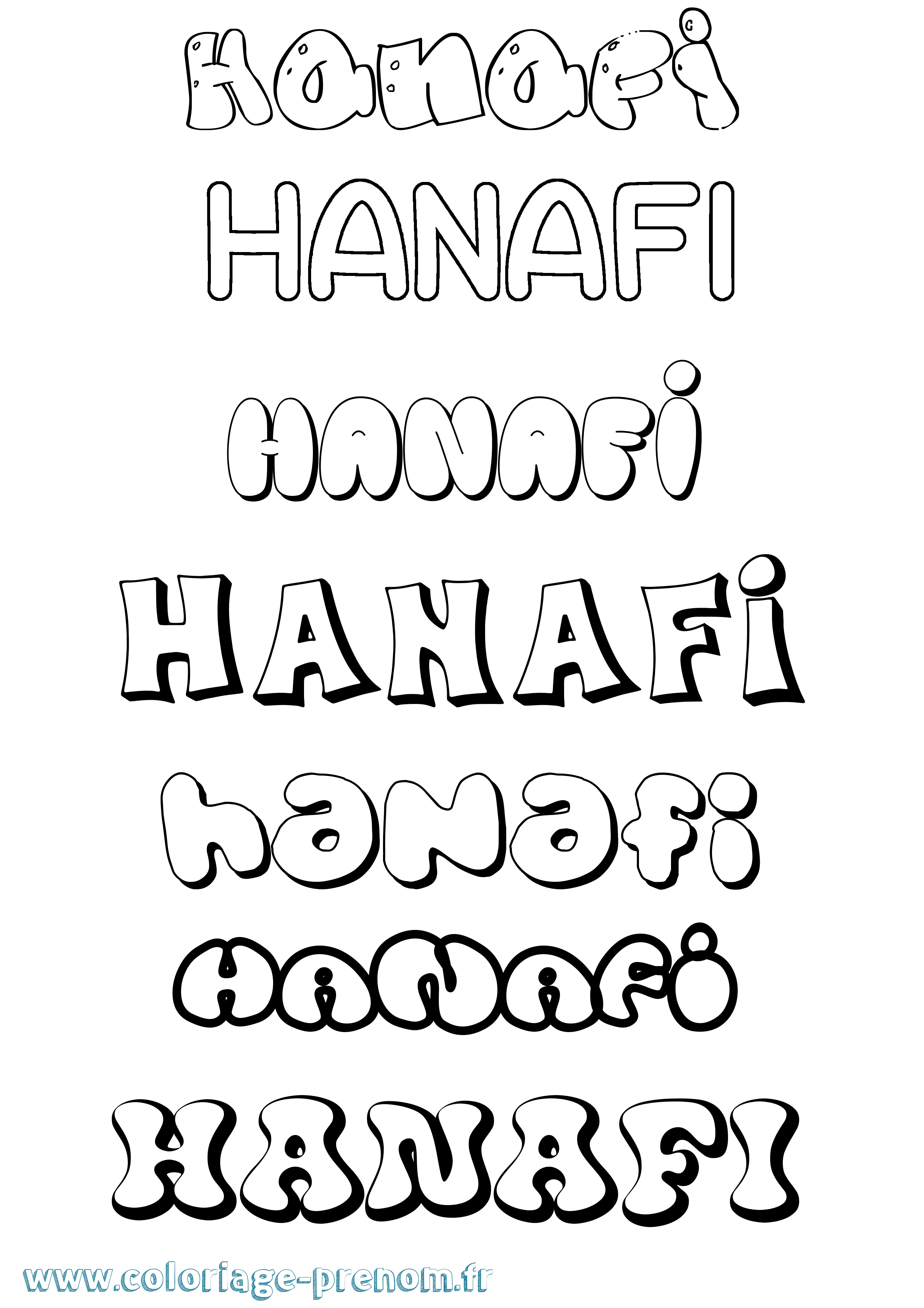 Coloriage Hanafi Bubble Coloriage prénom Hanafi Bubble