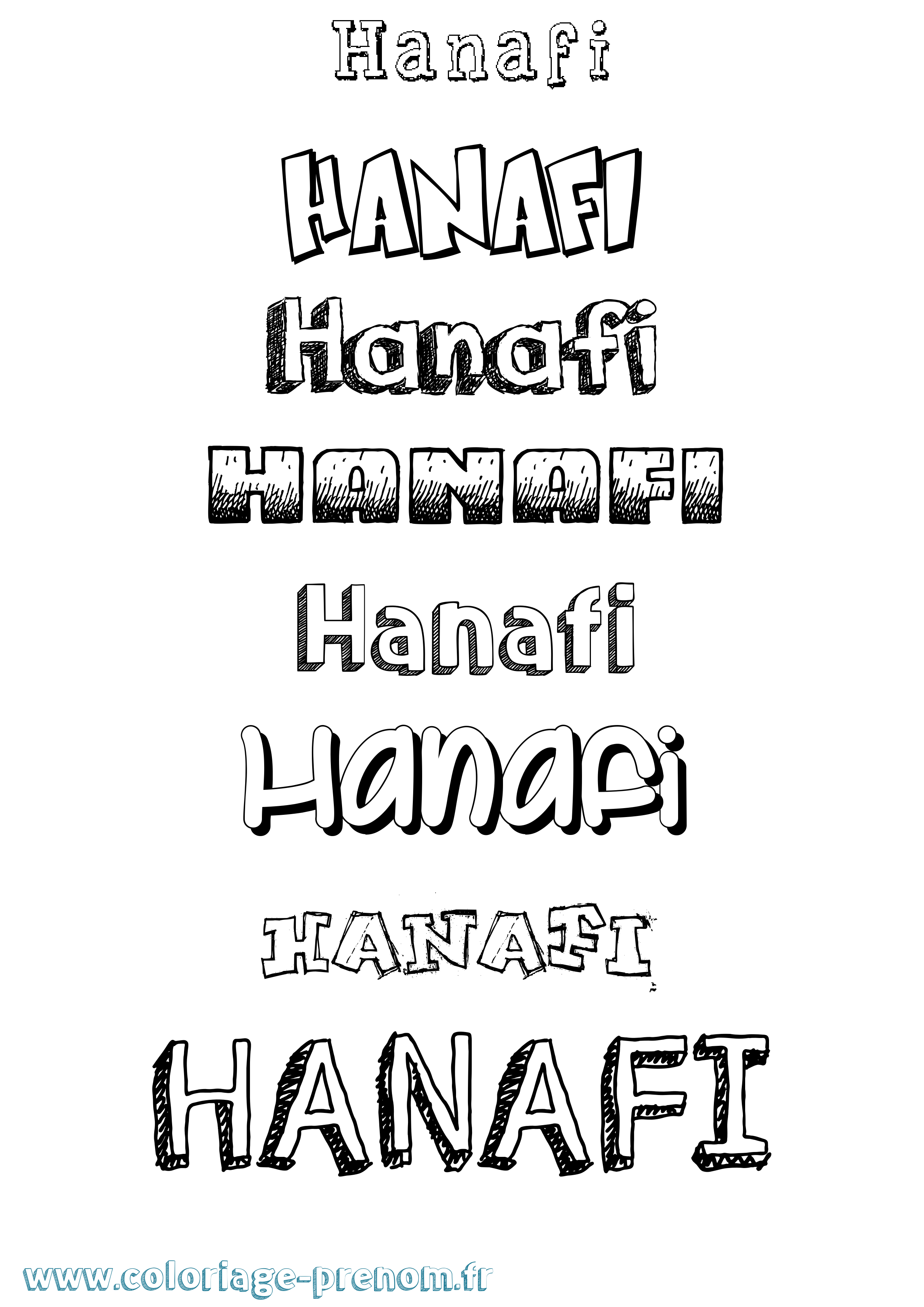 Coloriage Hanafi Dessiné Coloriage prénom Hanafi Dessiné