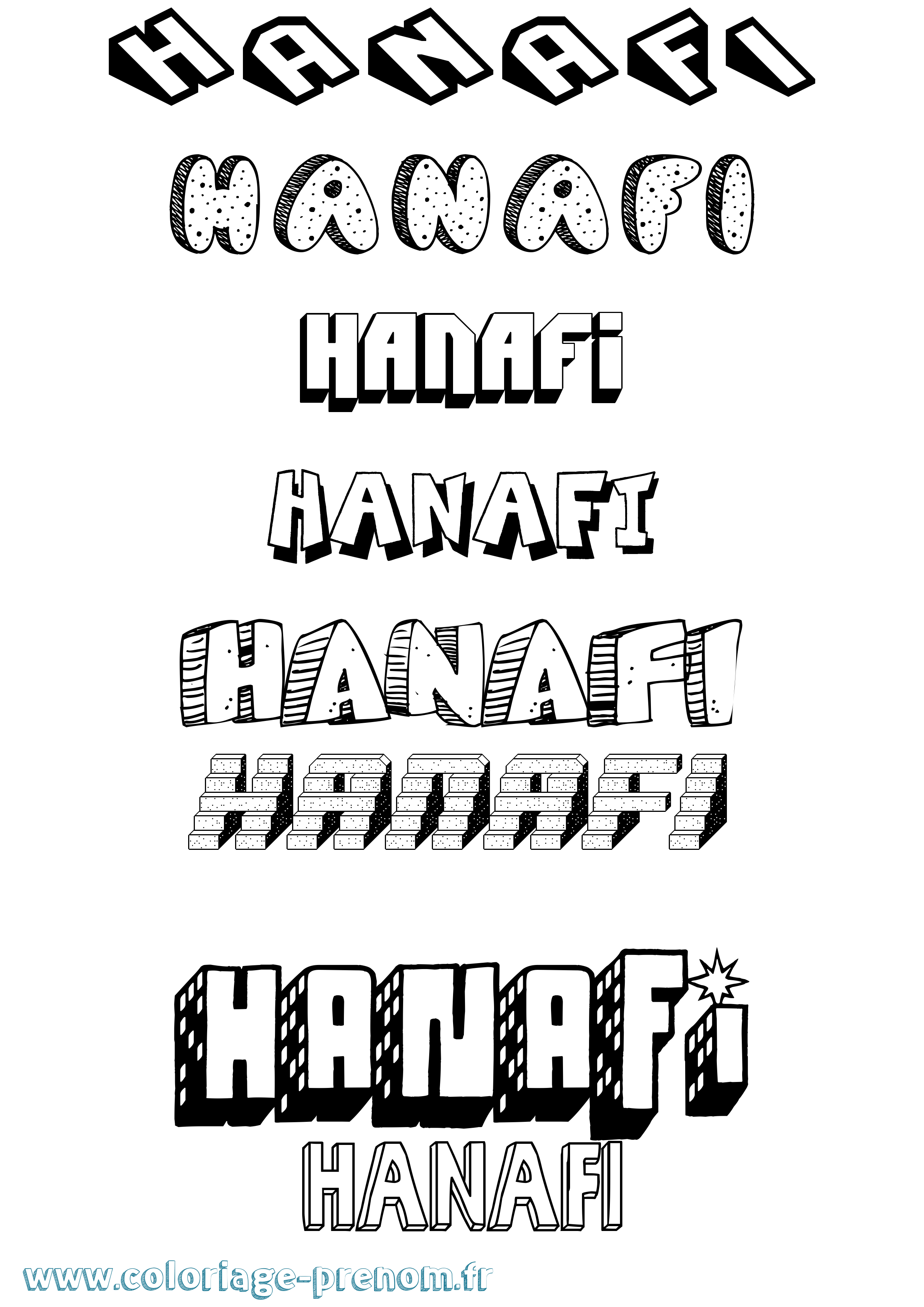 Coloriage Hanafi Effet 3D Coloriage prénom Hanafi Effet 3D