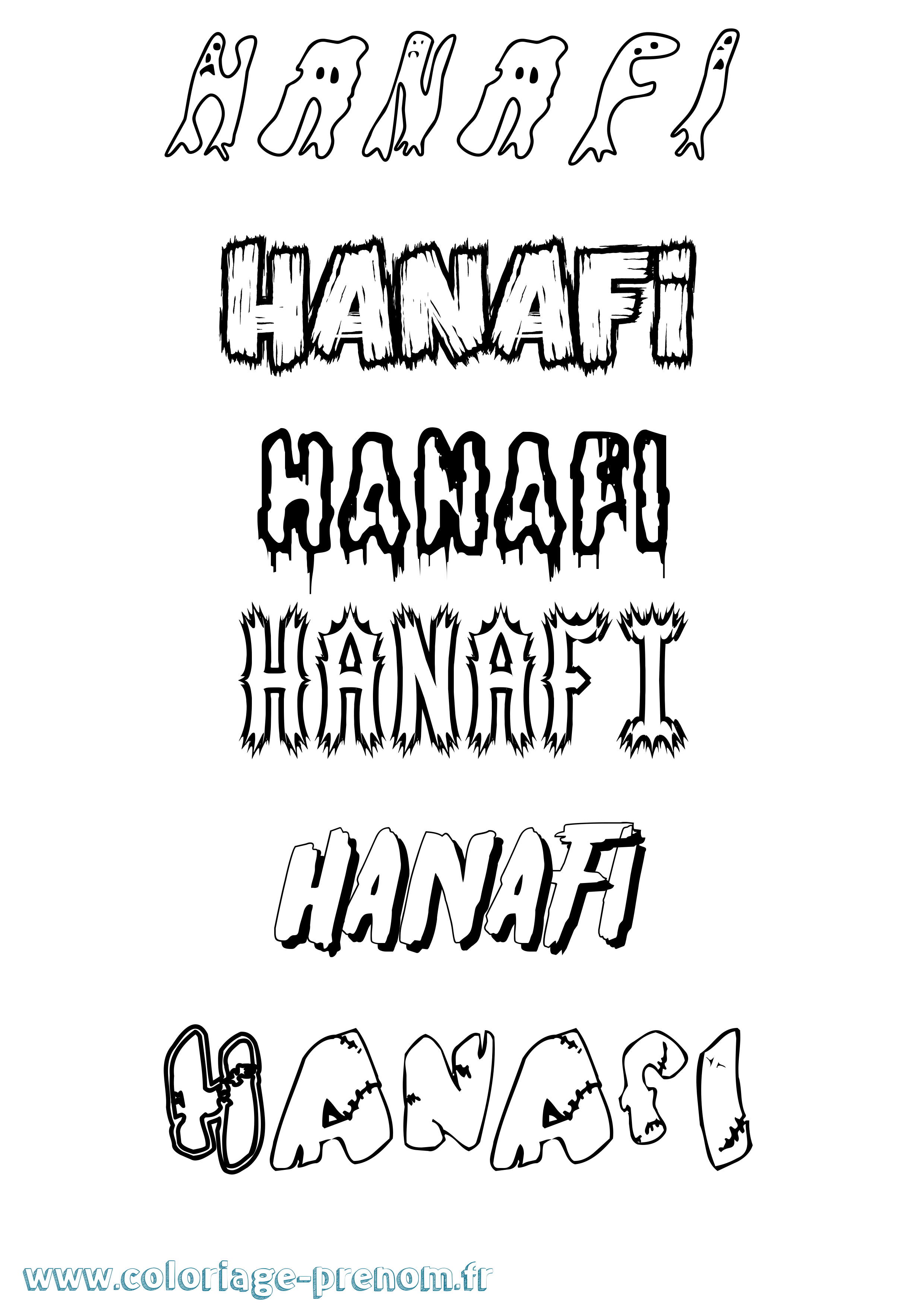 Coloriage Hanafi Frisson Coloriage prénom Hanafi Frisson