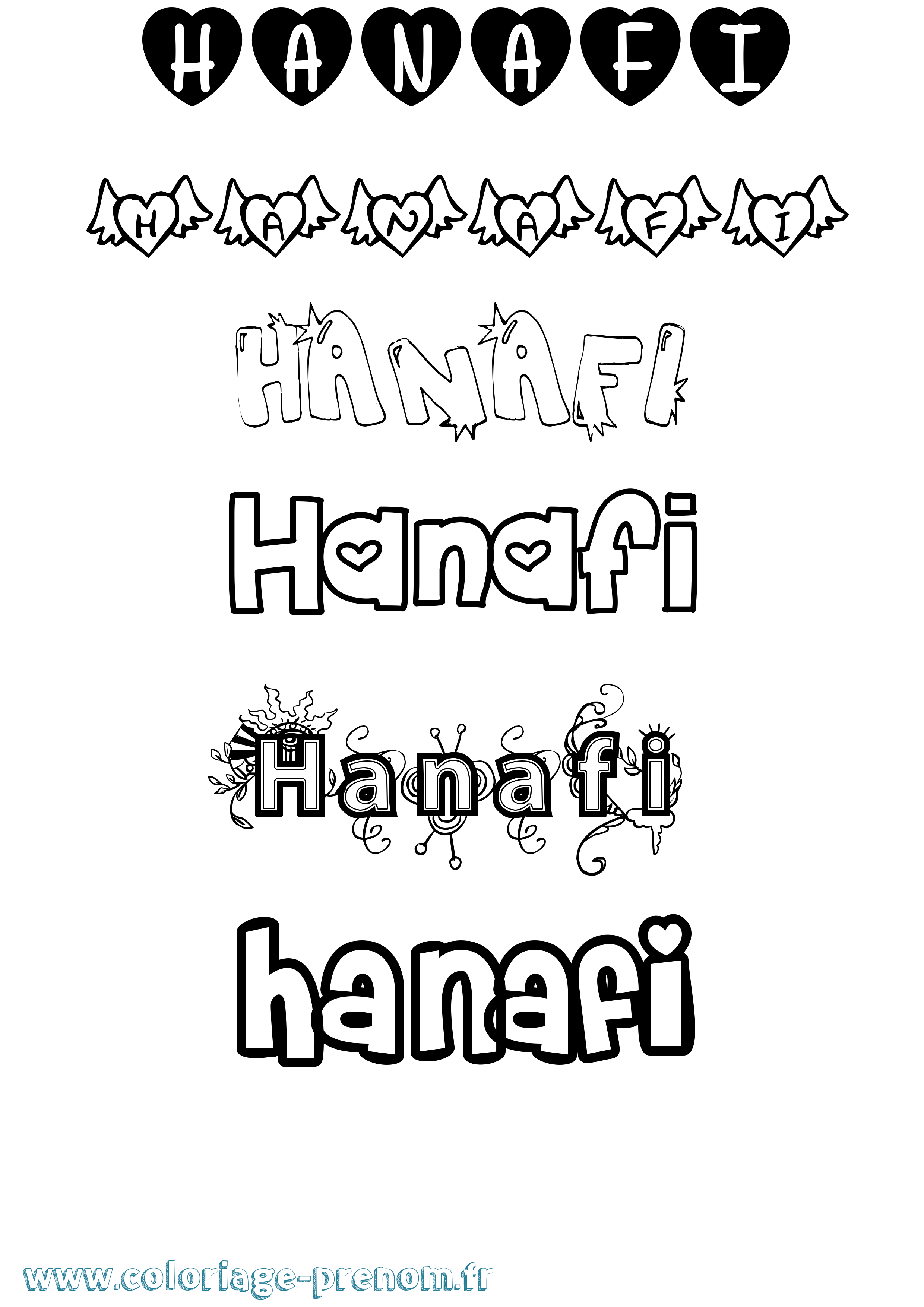 Coloriage Hanafi Girly Coloriage prénom Hanafi Girly