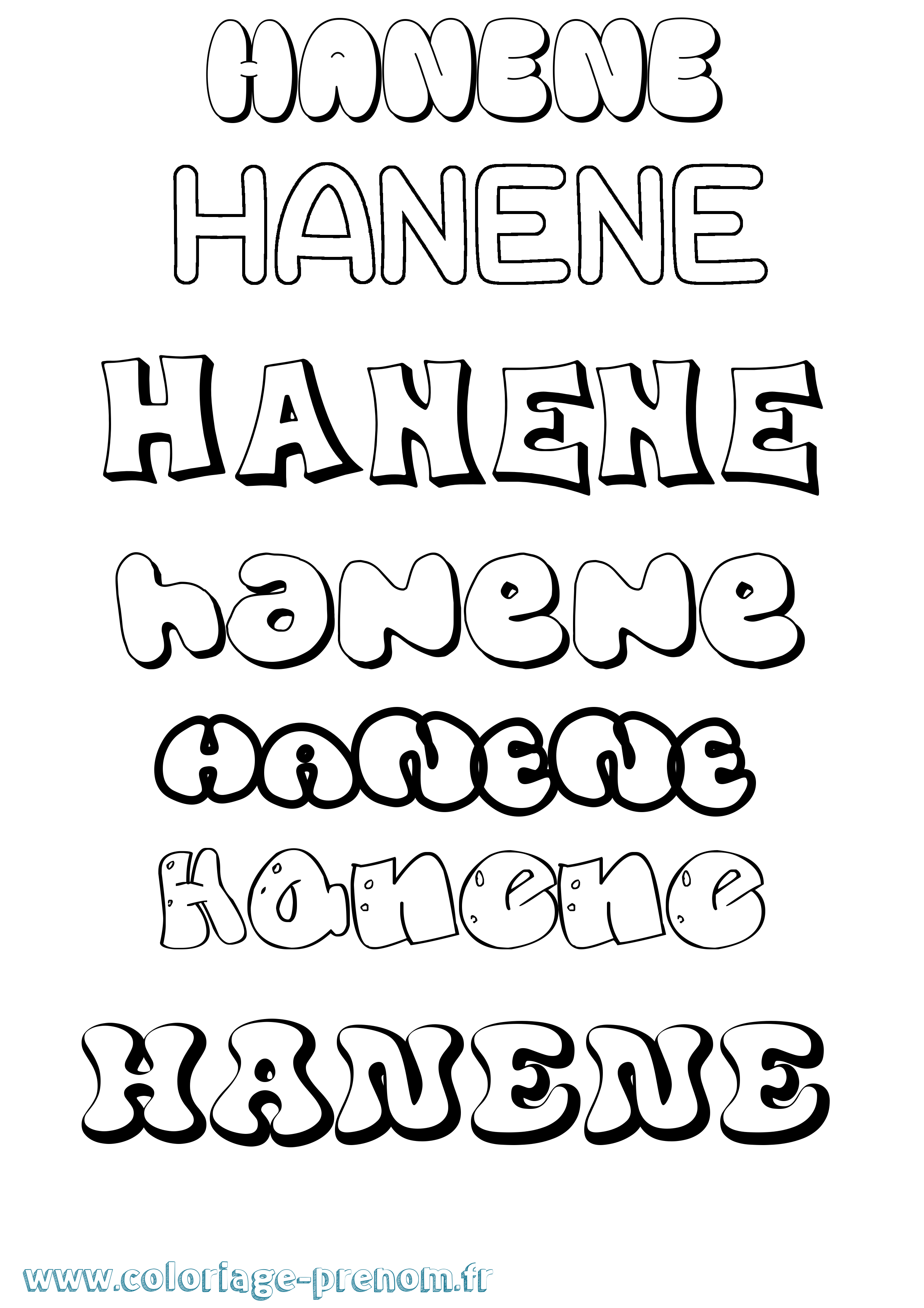 Coloriage Hanene Bubble Coloriage prénom Hanene Bubble