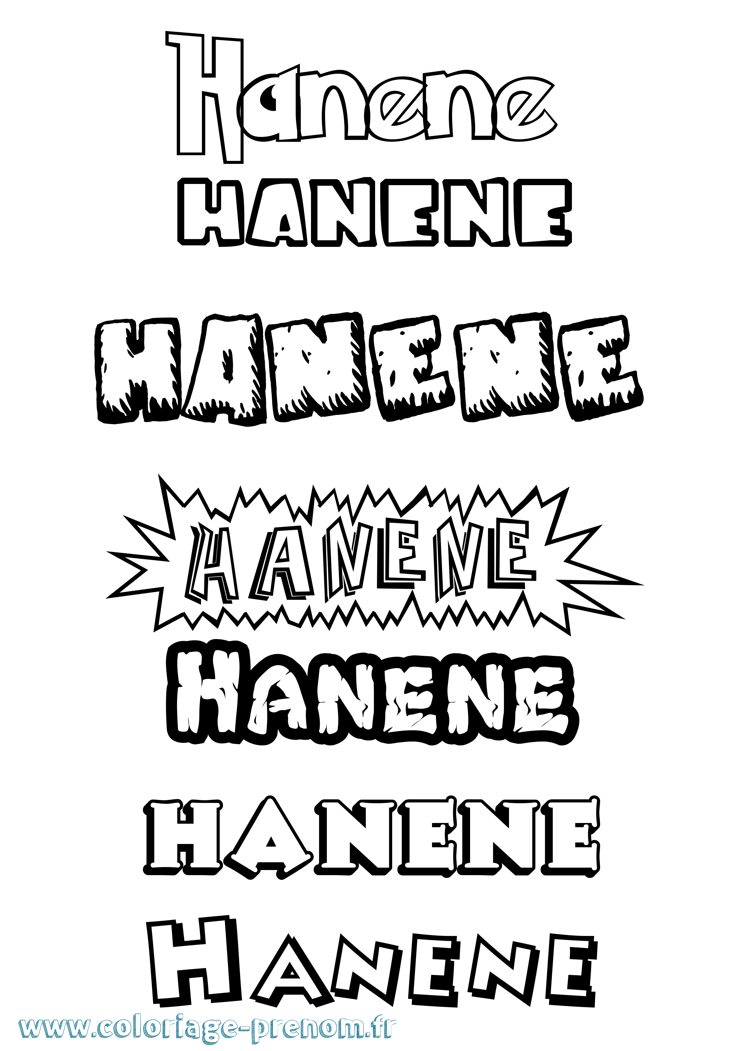 Coloriage Hanene Dessin Animé Coloriage prénom Hanene Dessin Animé