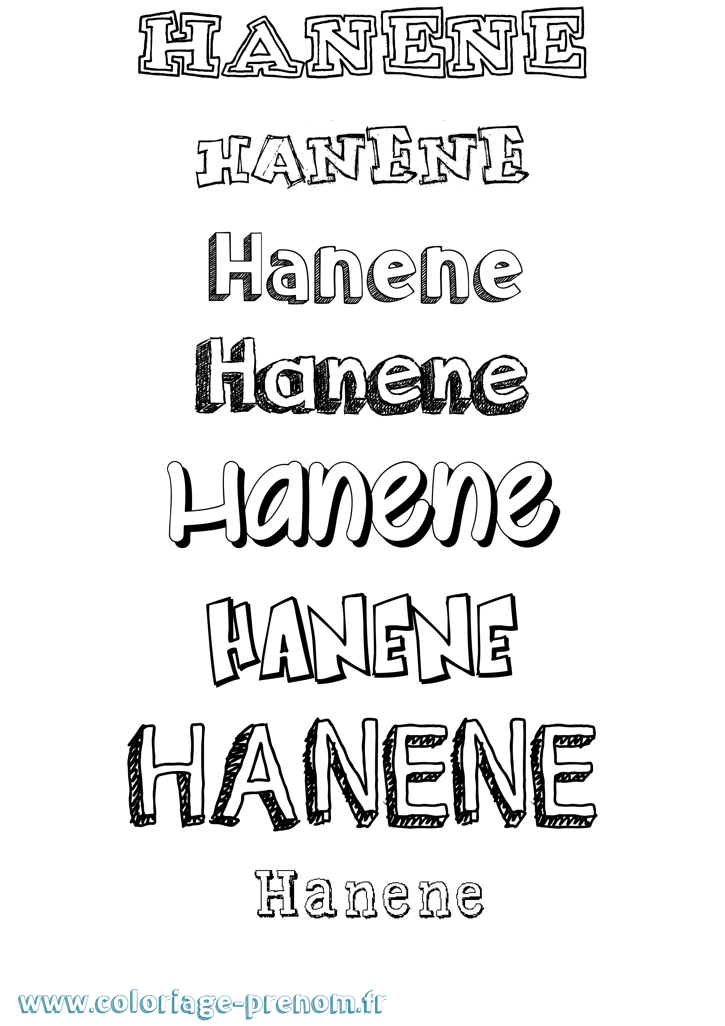Coloriage Hanene Dessiné Coloriage prénom Hanene Dessiné