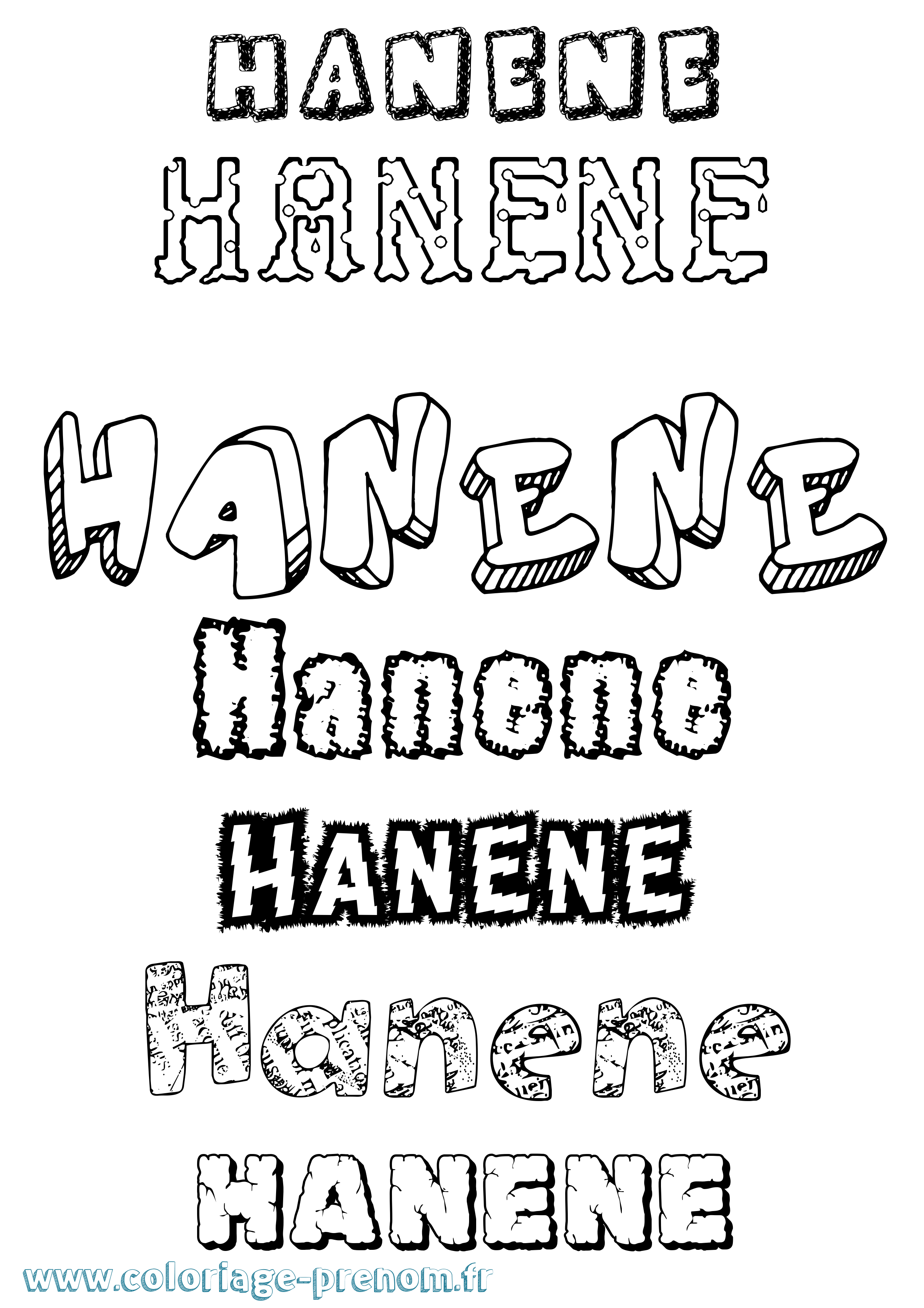 Coloriage Hanene Destructuré Coloriage prénom Hanene Destructuré