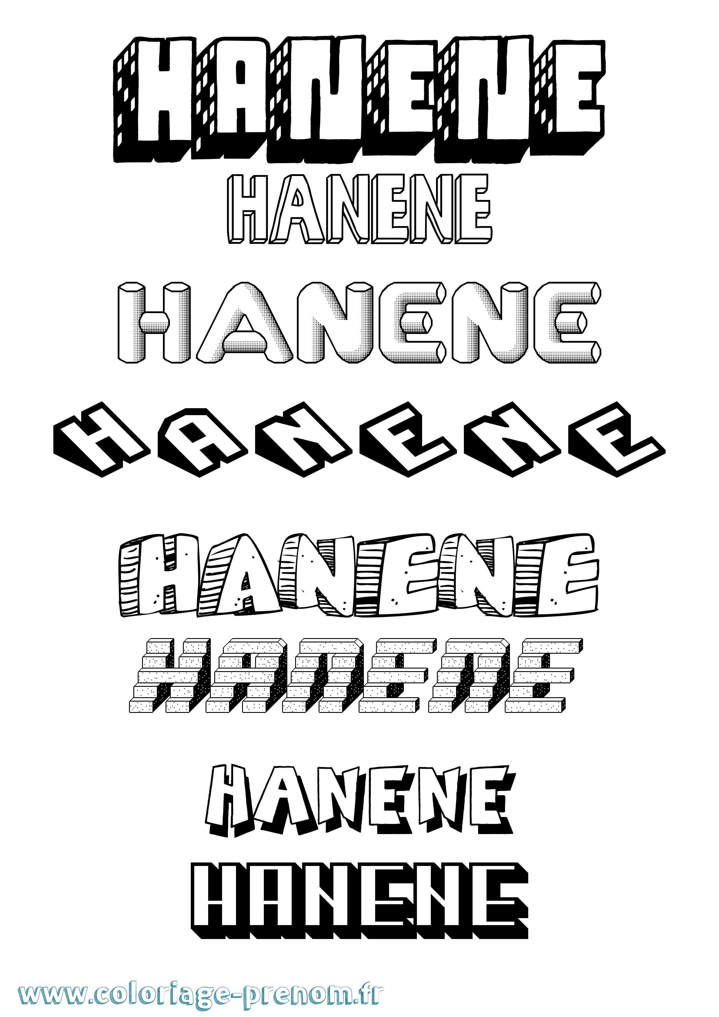 Coloriage Hanene Effet 3D Coloriage prénom Hanene Effet 3D