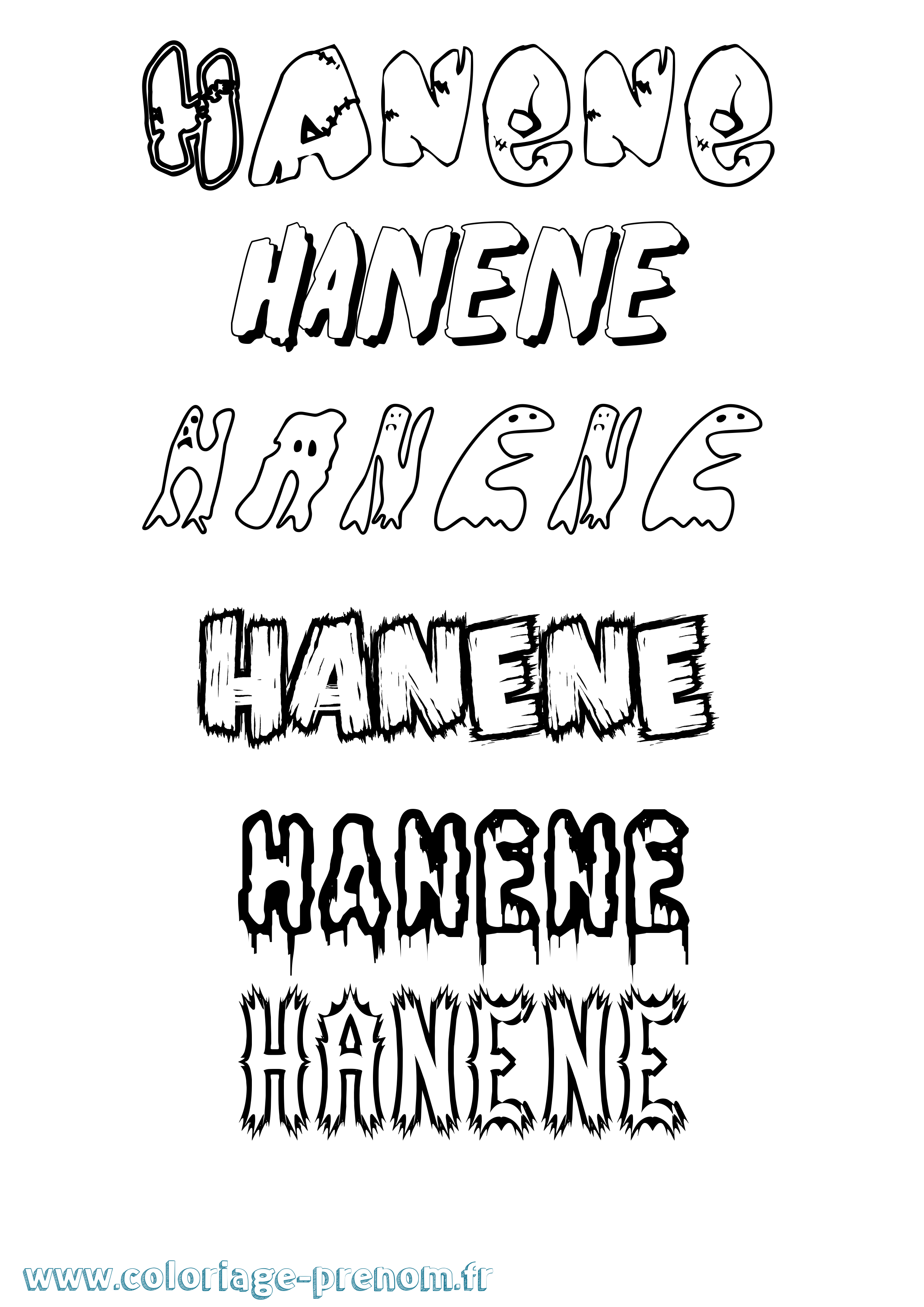 Coloriage Hanene Frisson Coloriage prénom Hanene Frisson