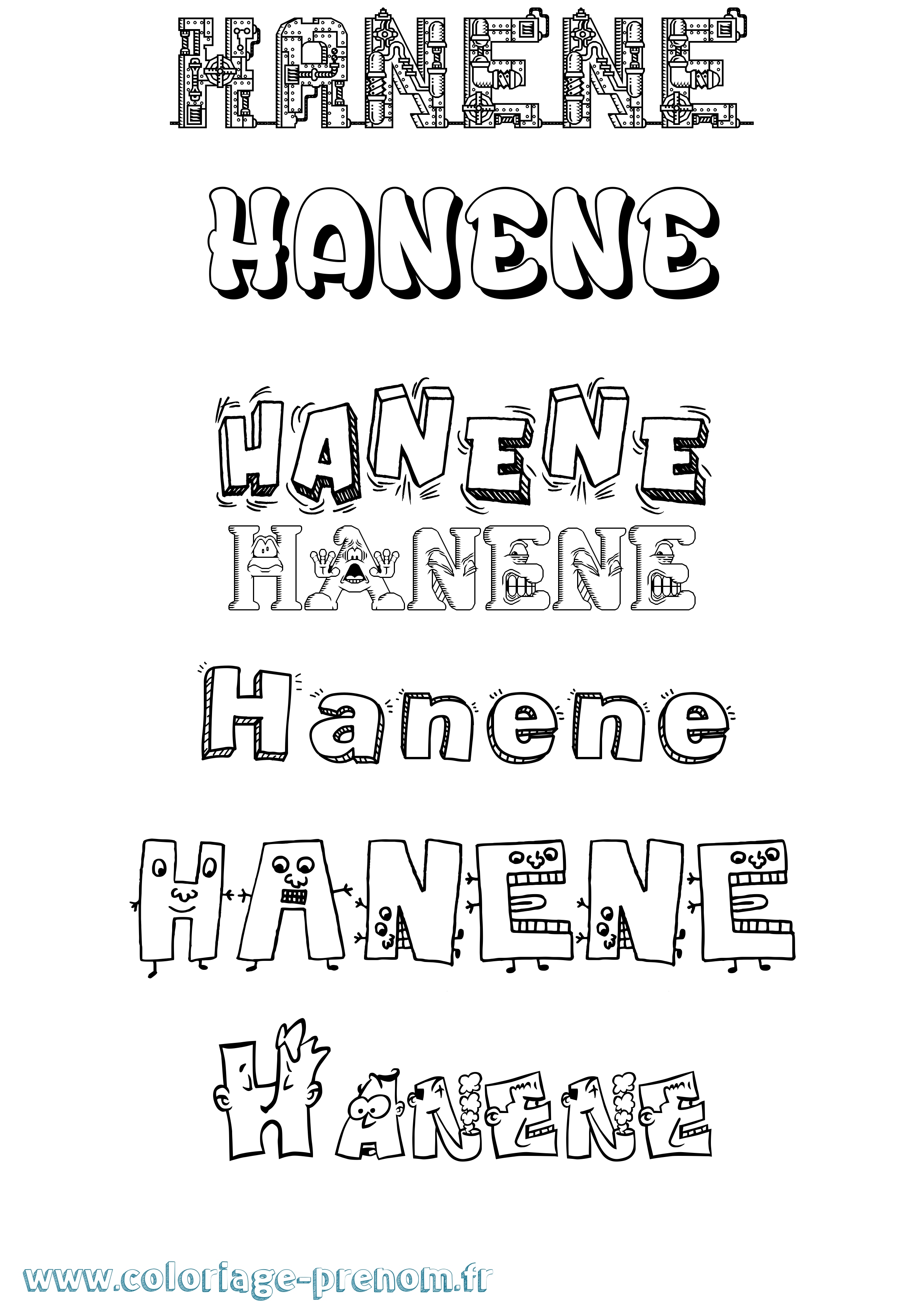 Coloriage Hanene Fun Coloriage prénom Hanene Fun