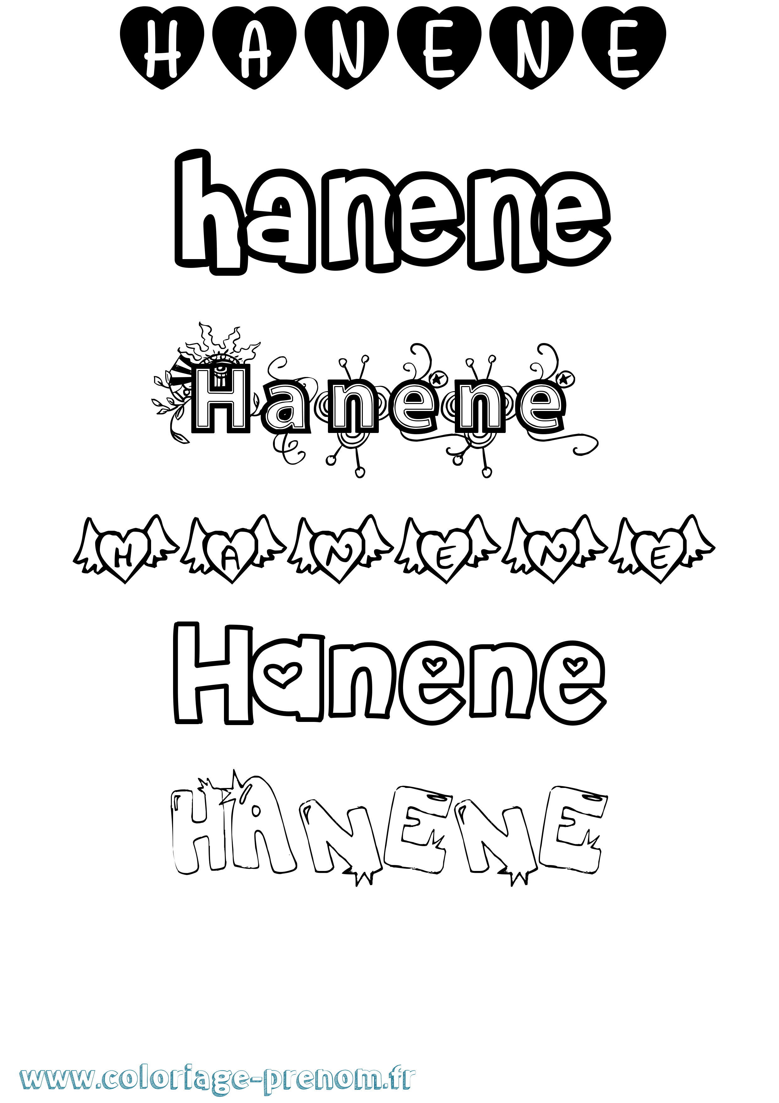 Coloriage Hanene Girly Coloriage prénom Hanene Girly