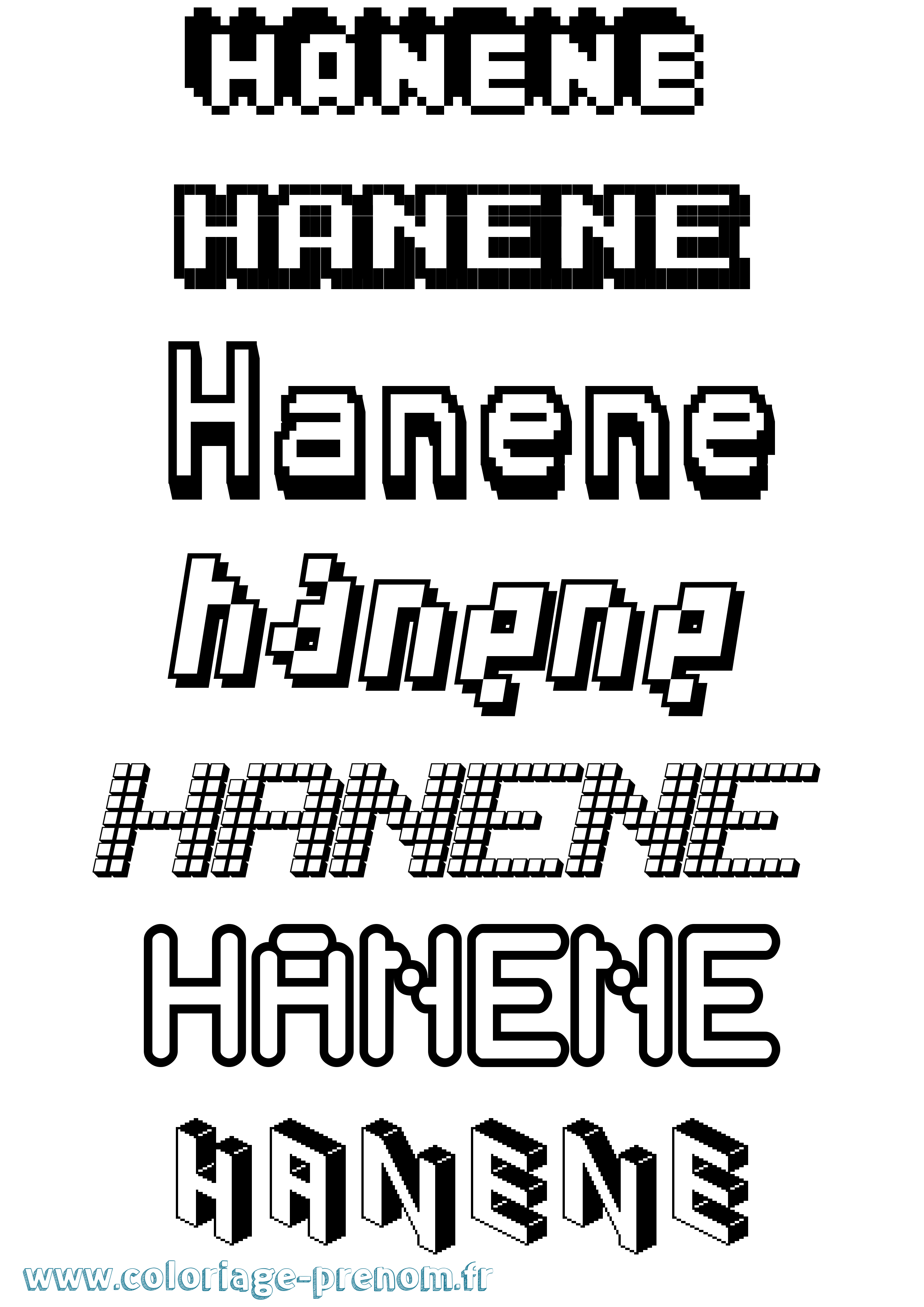 Coloriage Hanene Pixel Coloriage prénom Hanene Pixel