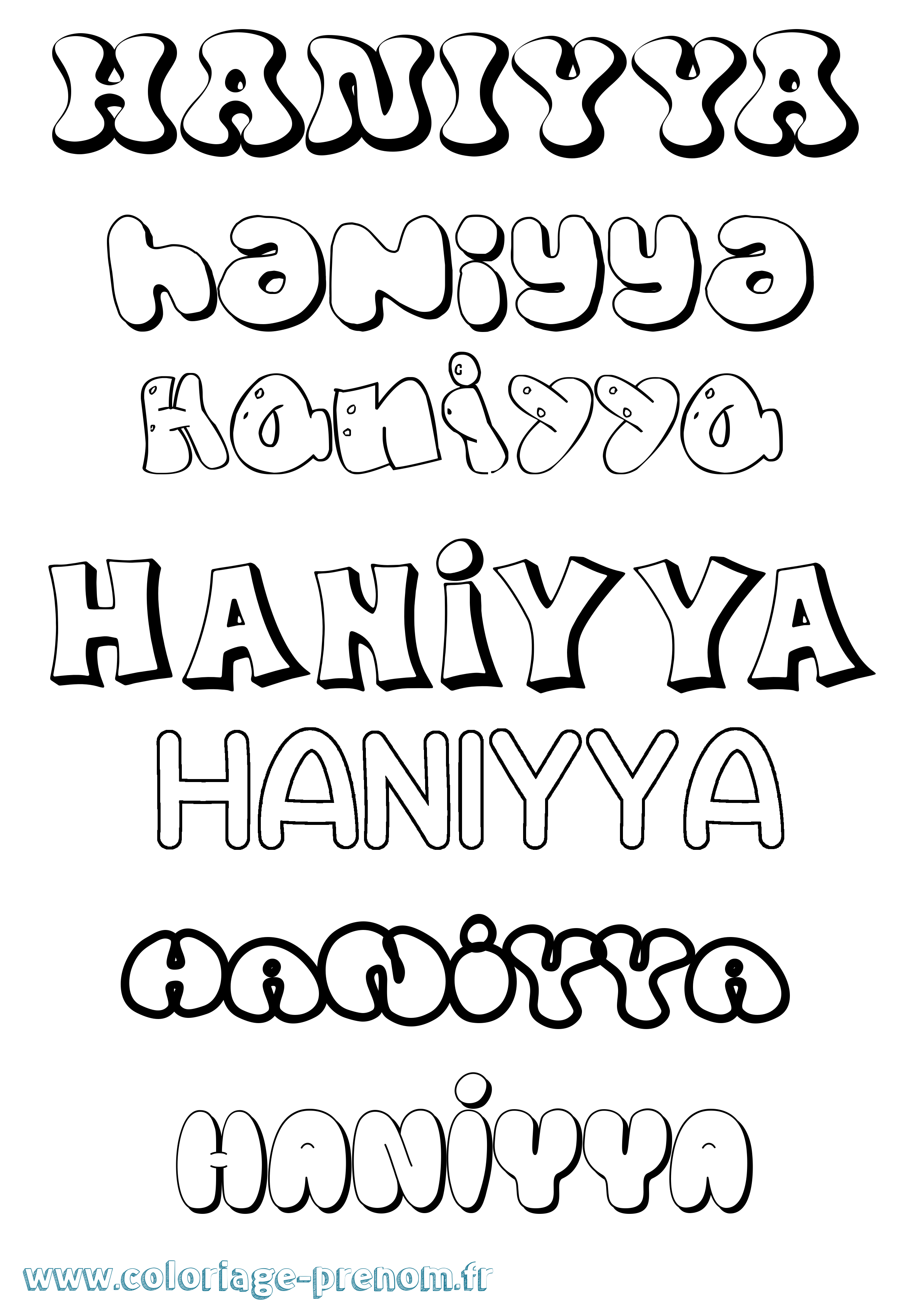 Coloriage Haniyya Bubble Coloriage prénom Haniyya Bubble