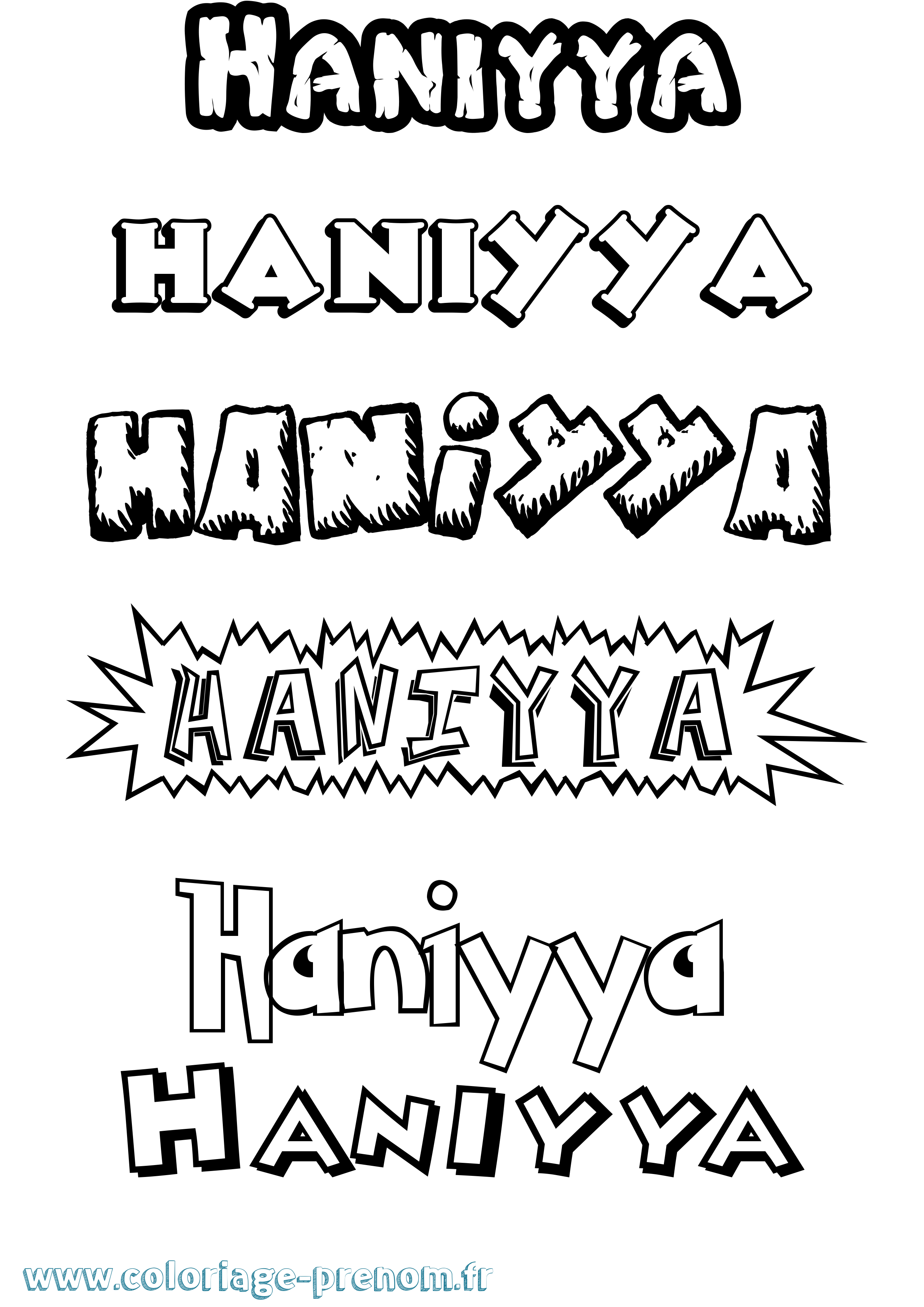 Coloriage Haniyya Dessin Animé Coloriage prénom Haniyya Dessin Animé
