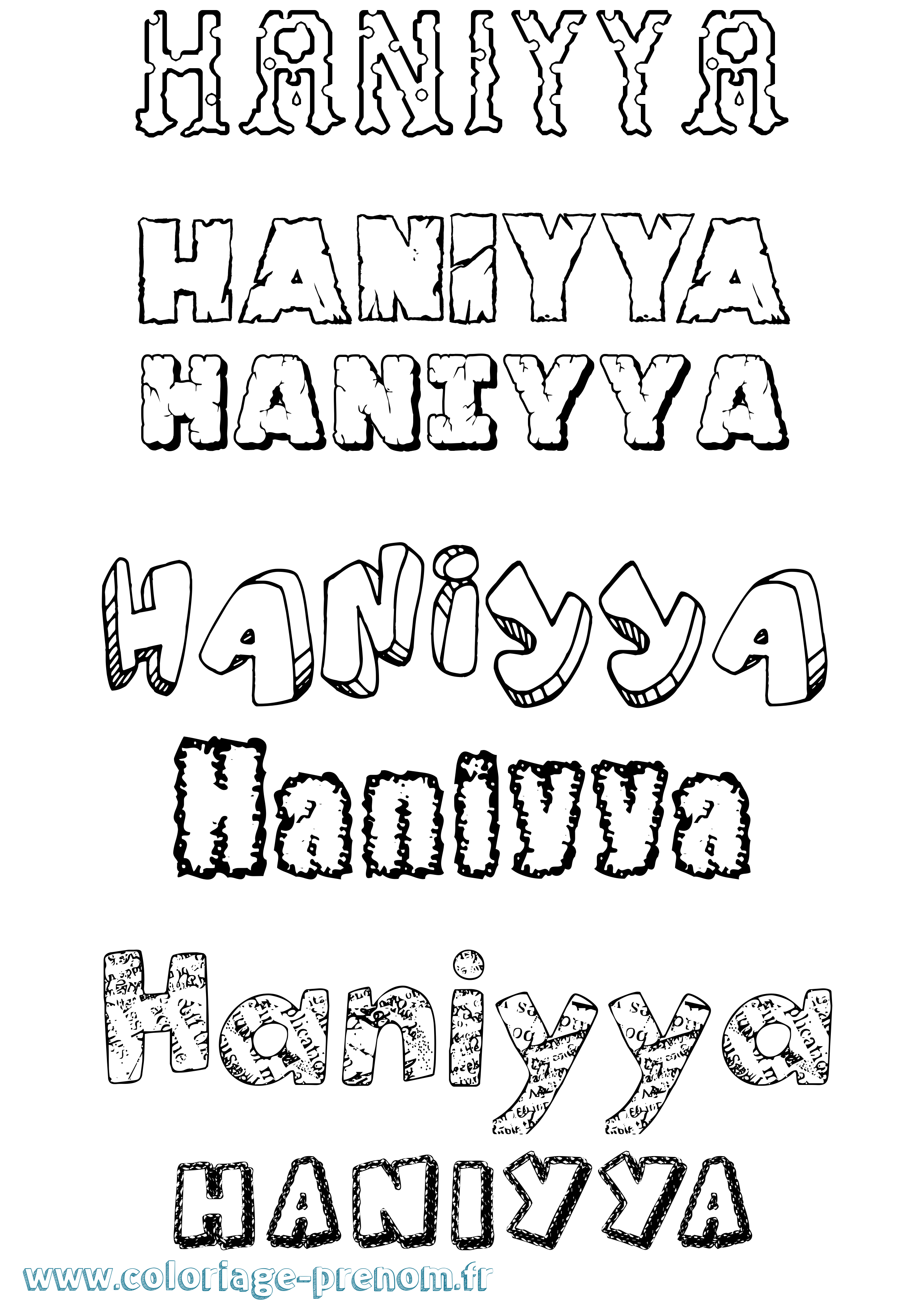 Coloriage Haniyya Destructuré Coloriage prénom Haniyya Destructuré
