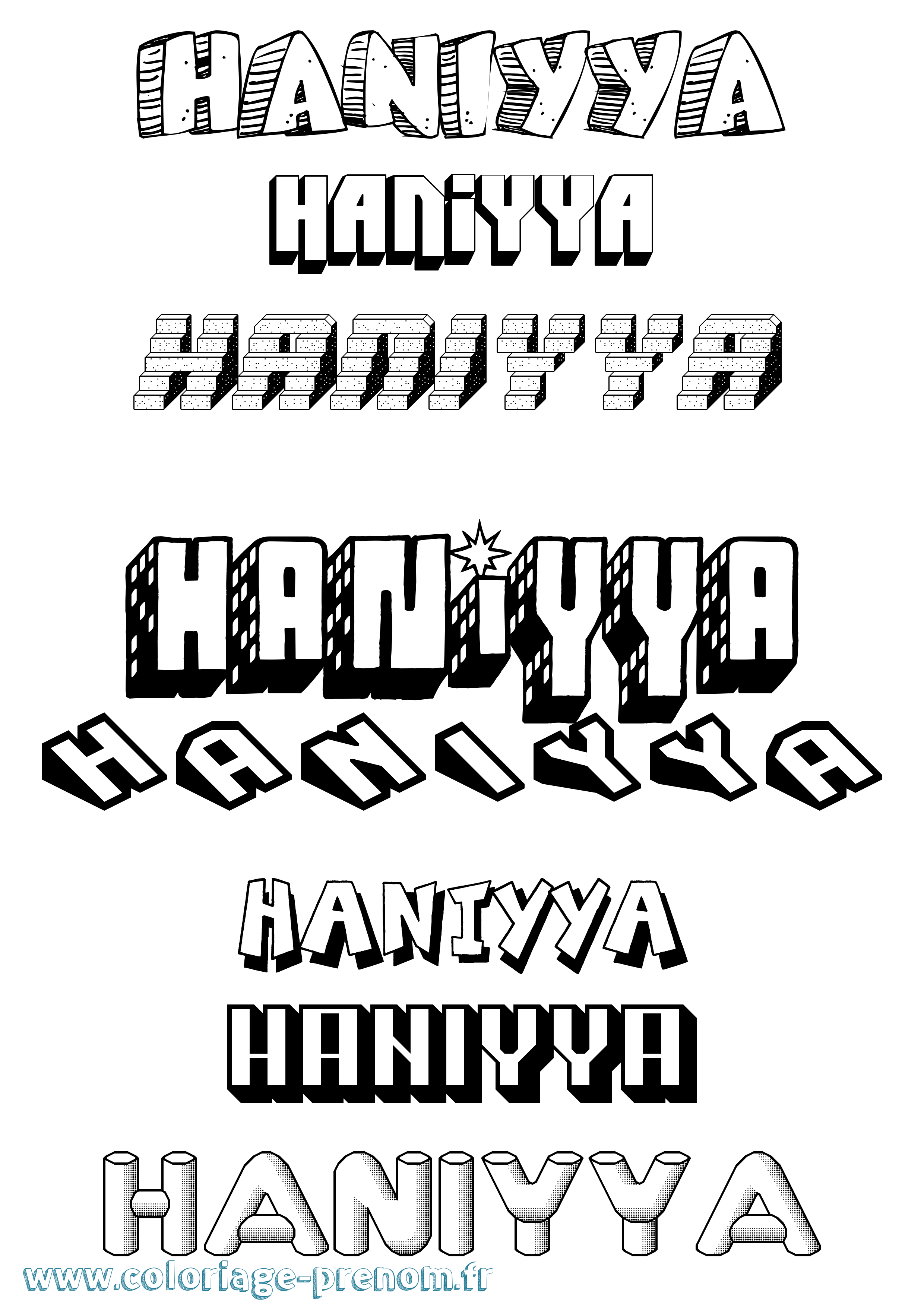 Coloriage Haniyya Effet 3D Coloriage prénom Haniyya Effet 3D