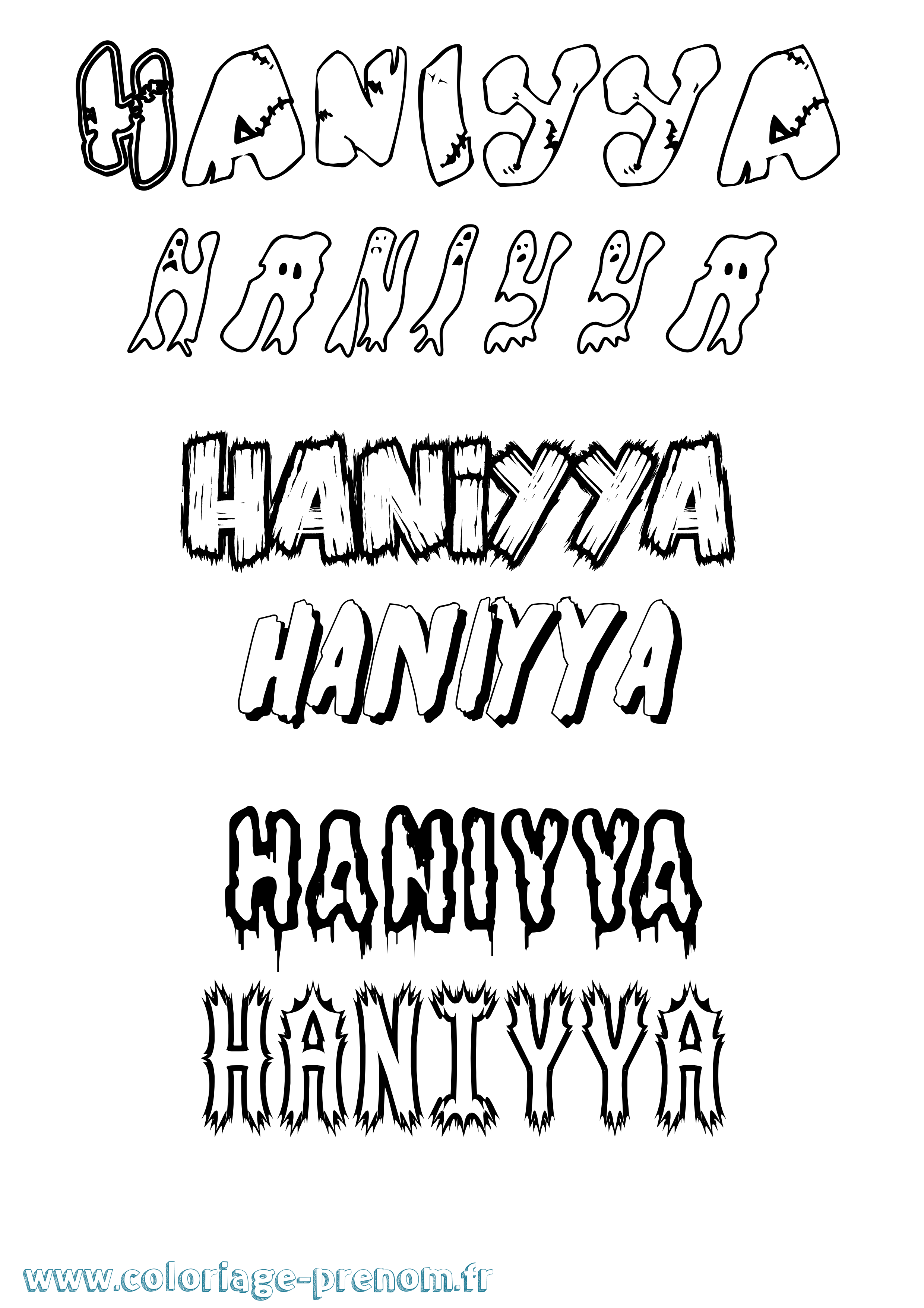 Coloriage Haniyya Frisson Coloriage prénom Haniyya Frisson