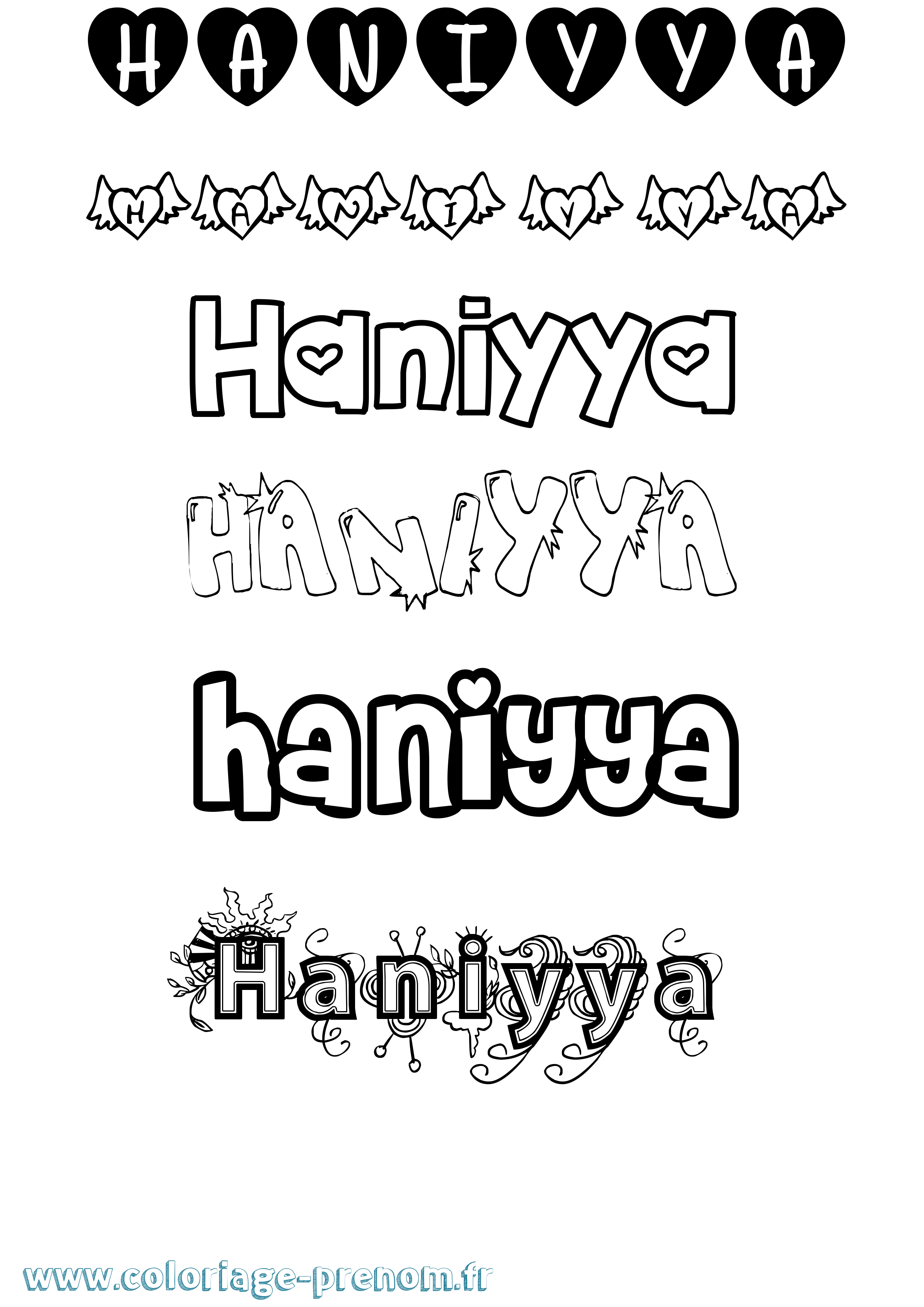 Coloriage Haniyya Girly Coloriage prénom Haniyya Girly