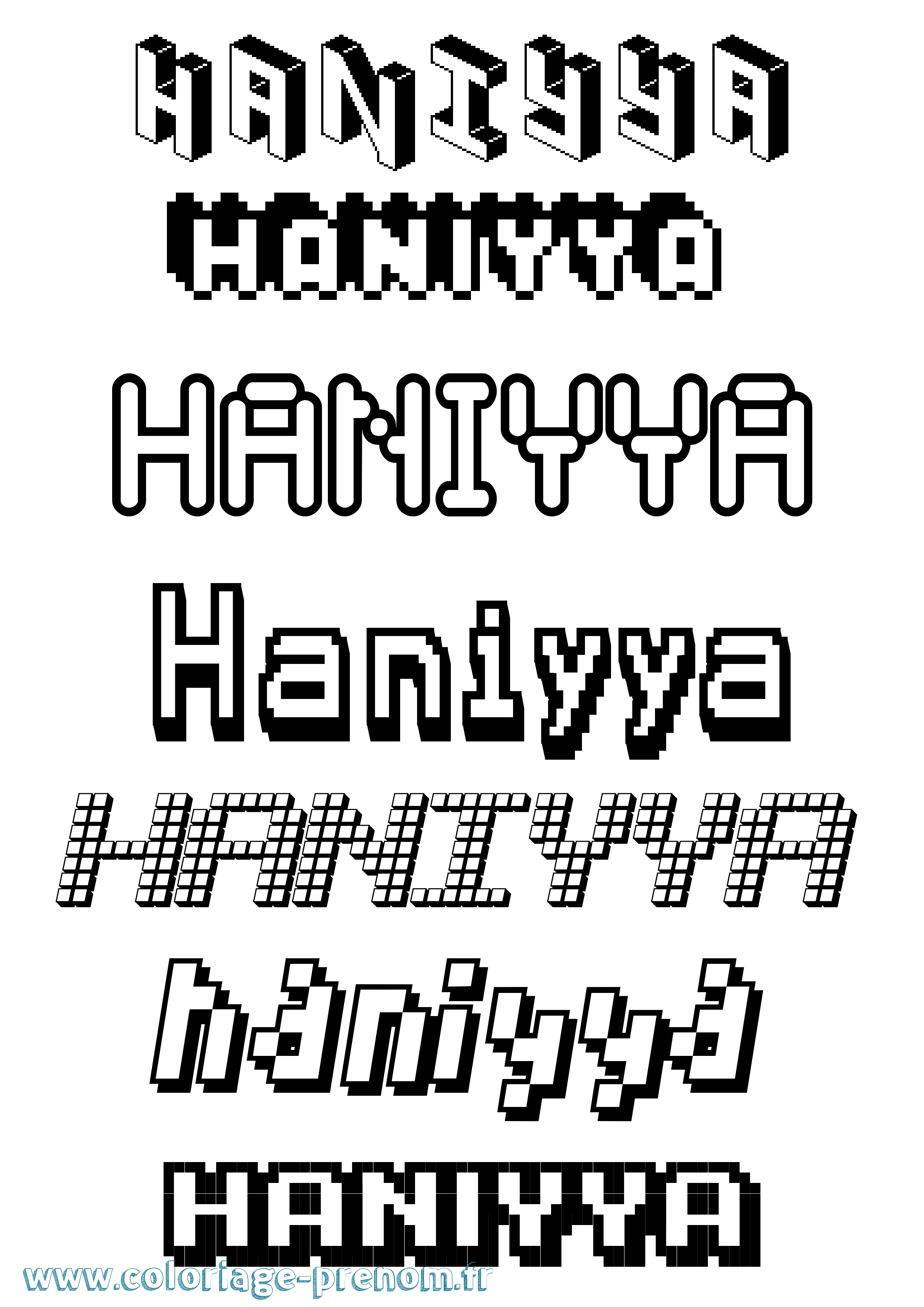 Coloriage Haniyya Pixel Coloriage prénom Haniyya Pixel