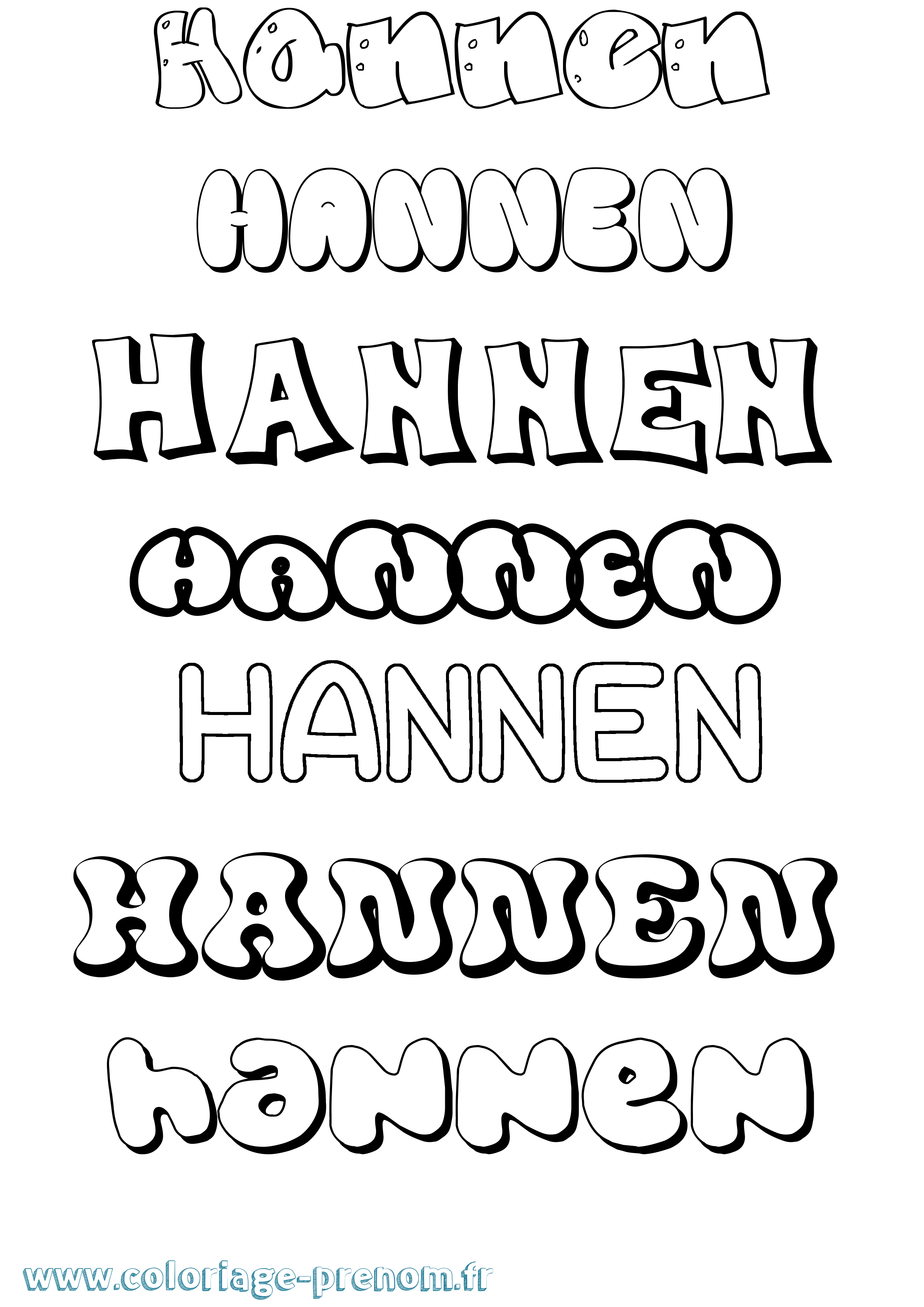 Coloriage Hannen Bubble Coloriage prénom Hannen Bubble