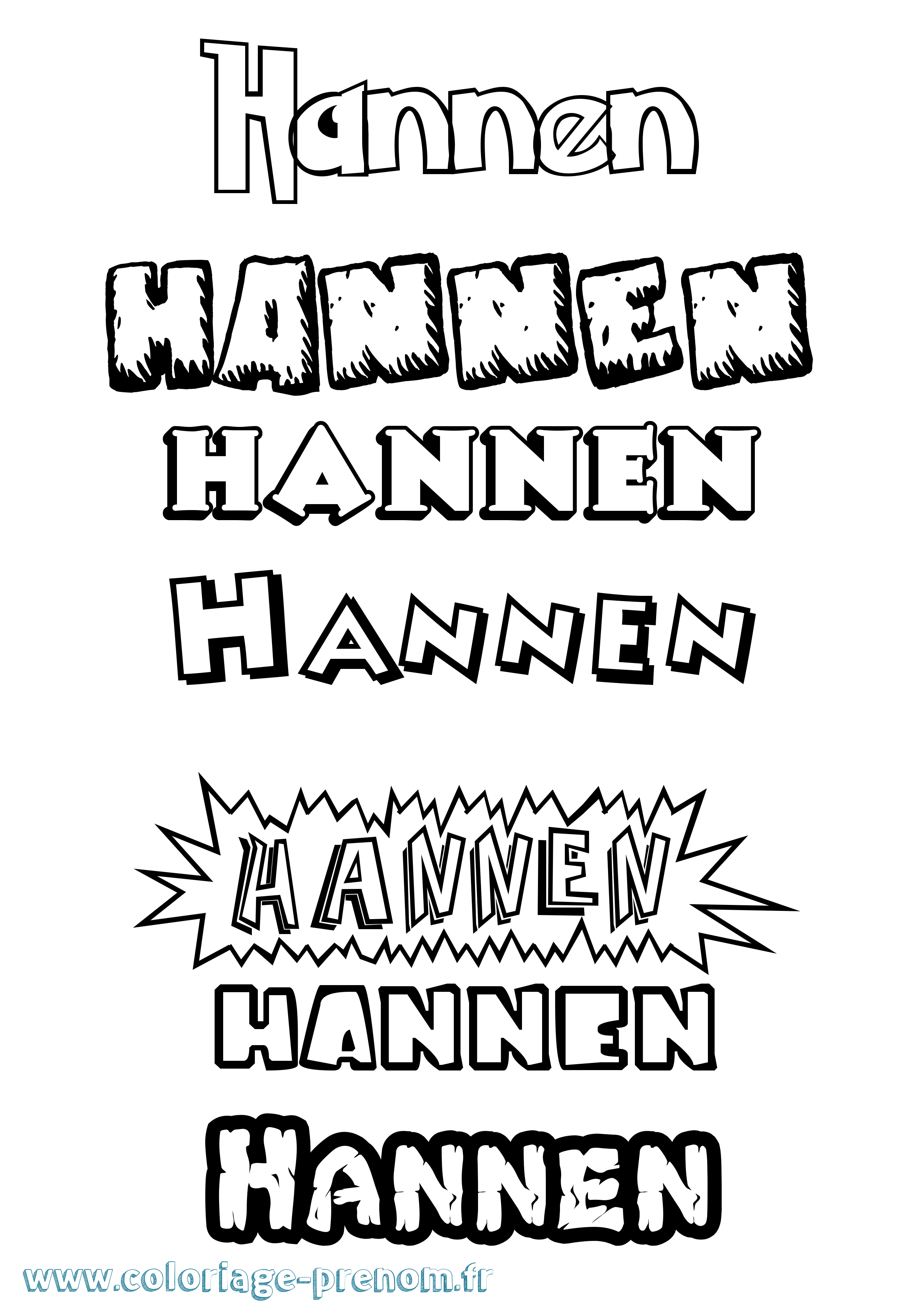 Coloriage Hannen Dessin Animé Coloriage prénom Hannen Dessin Animé