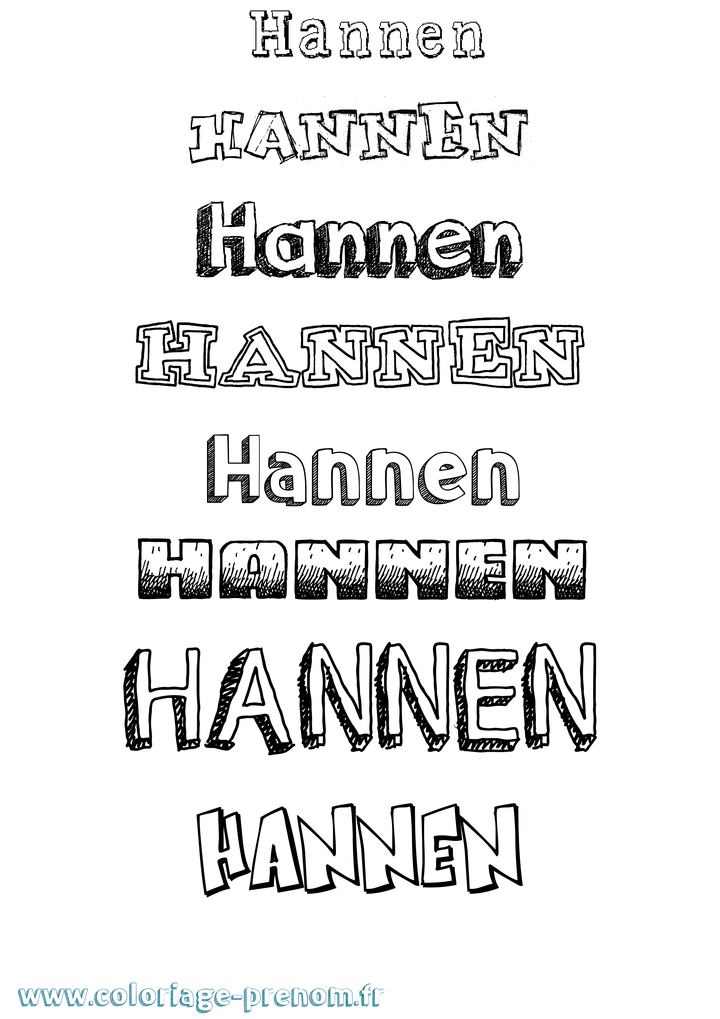 Coloriage Hannen Dessiné Coloriage prénom Hannen Dessiné