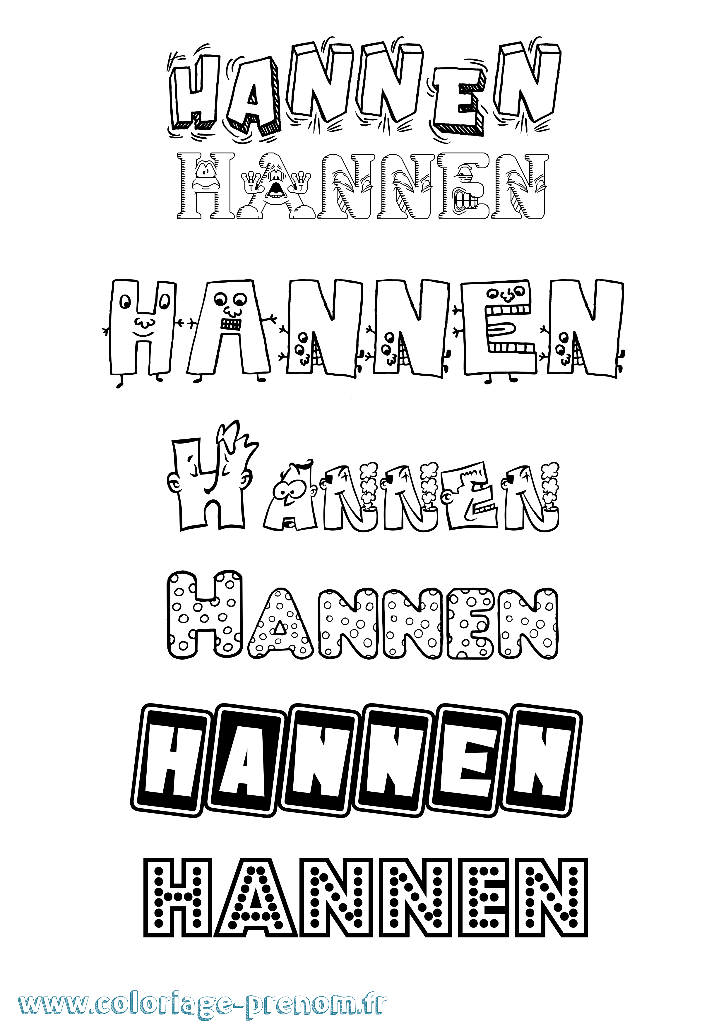 Coloriage Hannen Fun Coloriage prénom Hannen Fun
