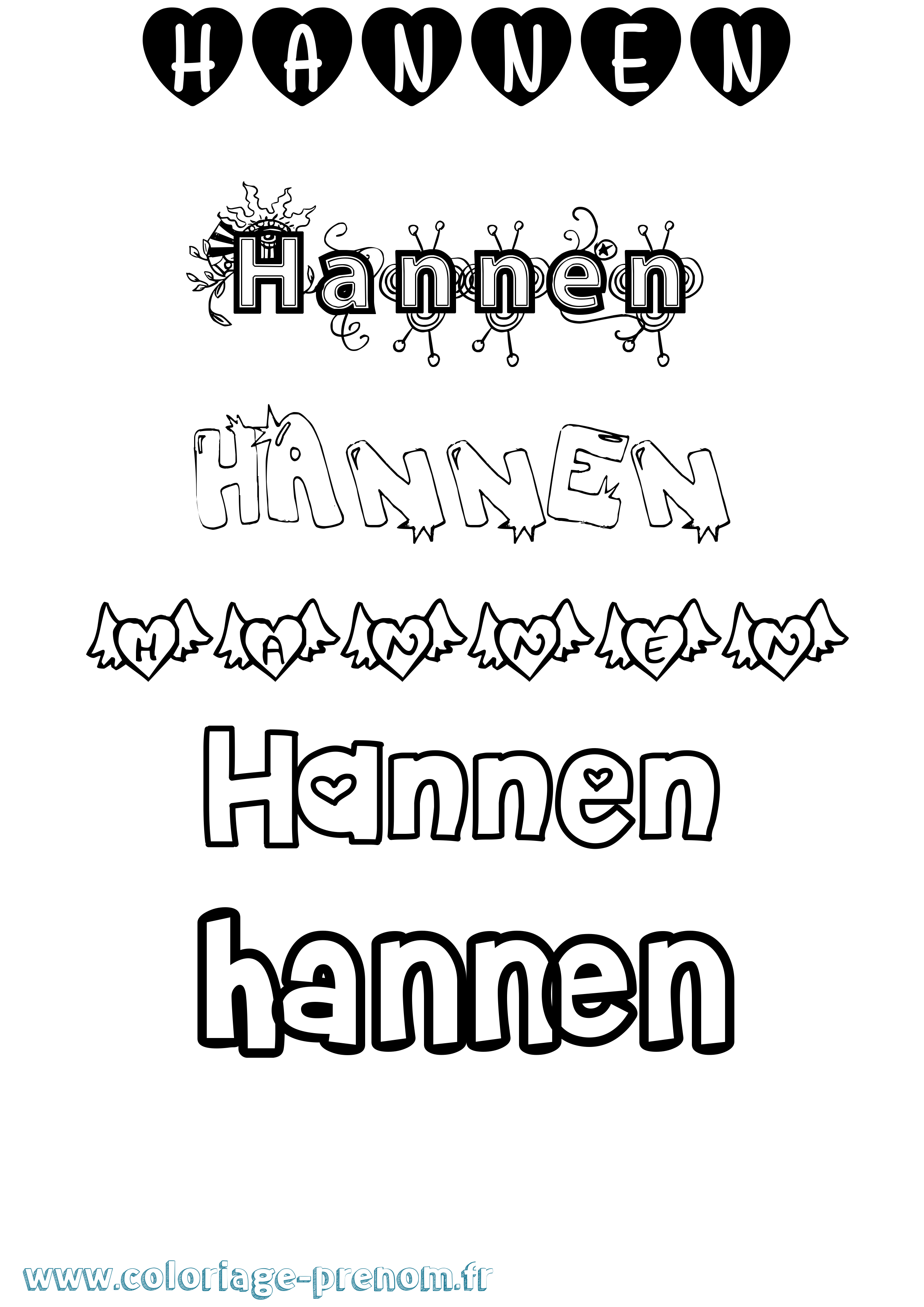 Coloriage Hannen Girly Coloriage prénom Hannen Girly
