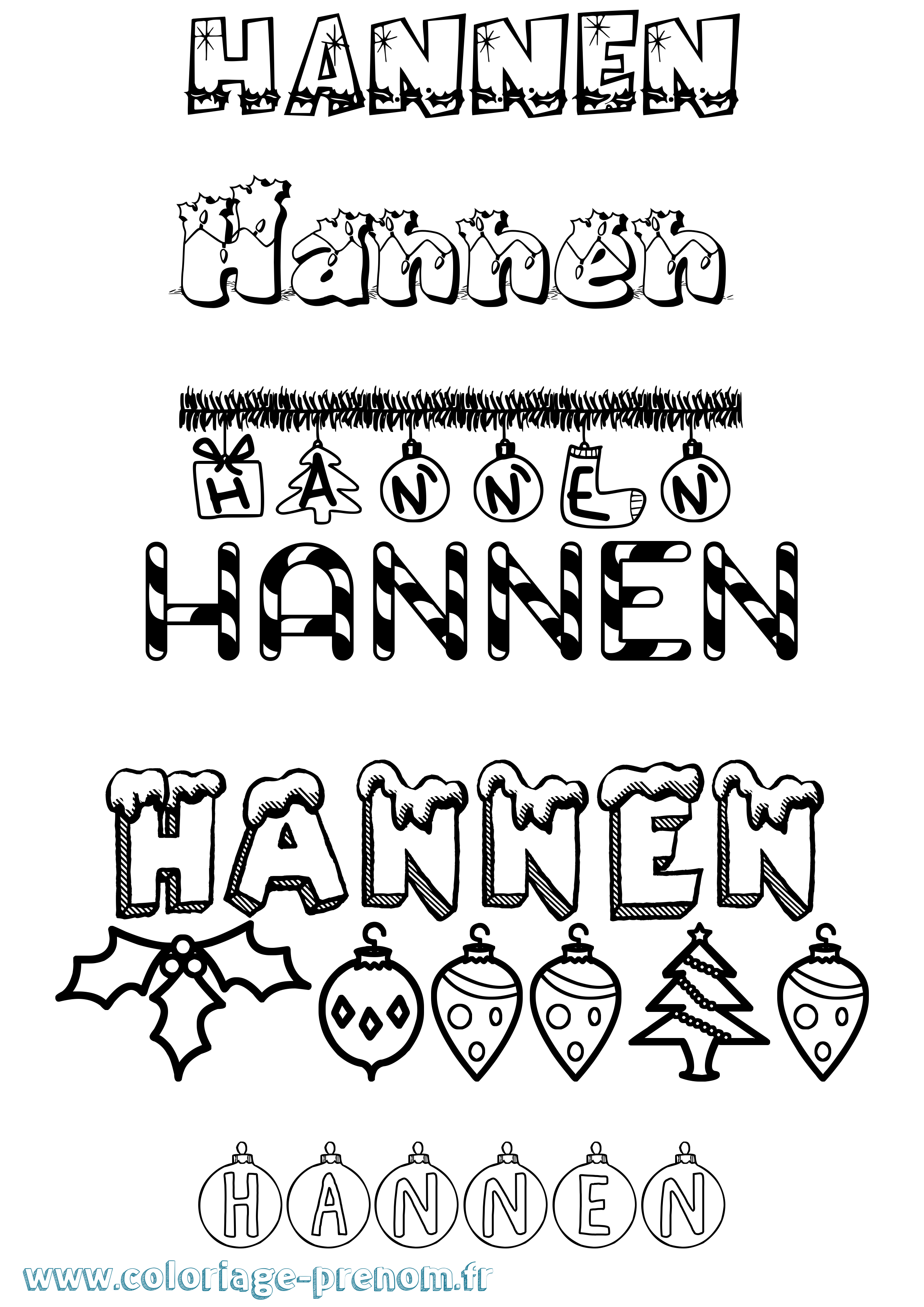 Coloriage Hannen Noël Coloriage prénom Hannen Noël