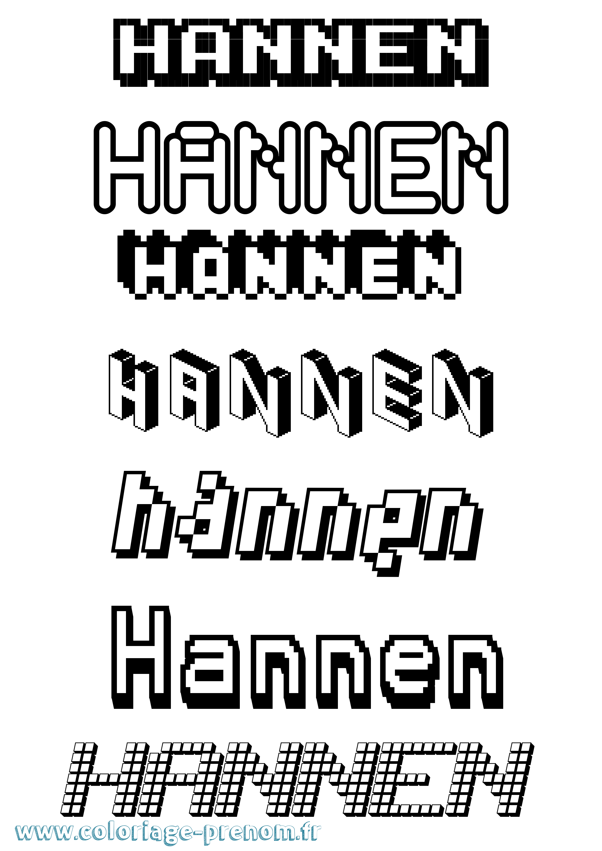 Coloriage Hannen Pixel Coloriage prénom Hannen Pixel