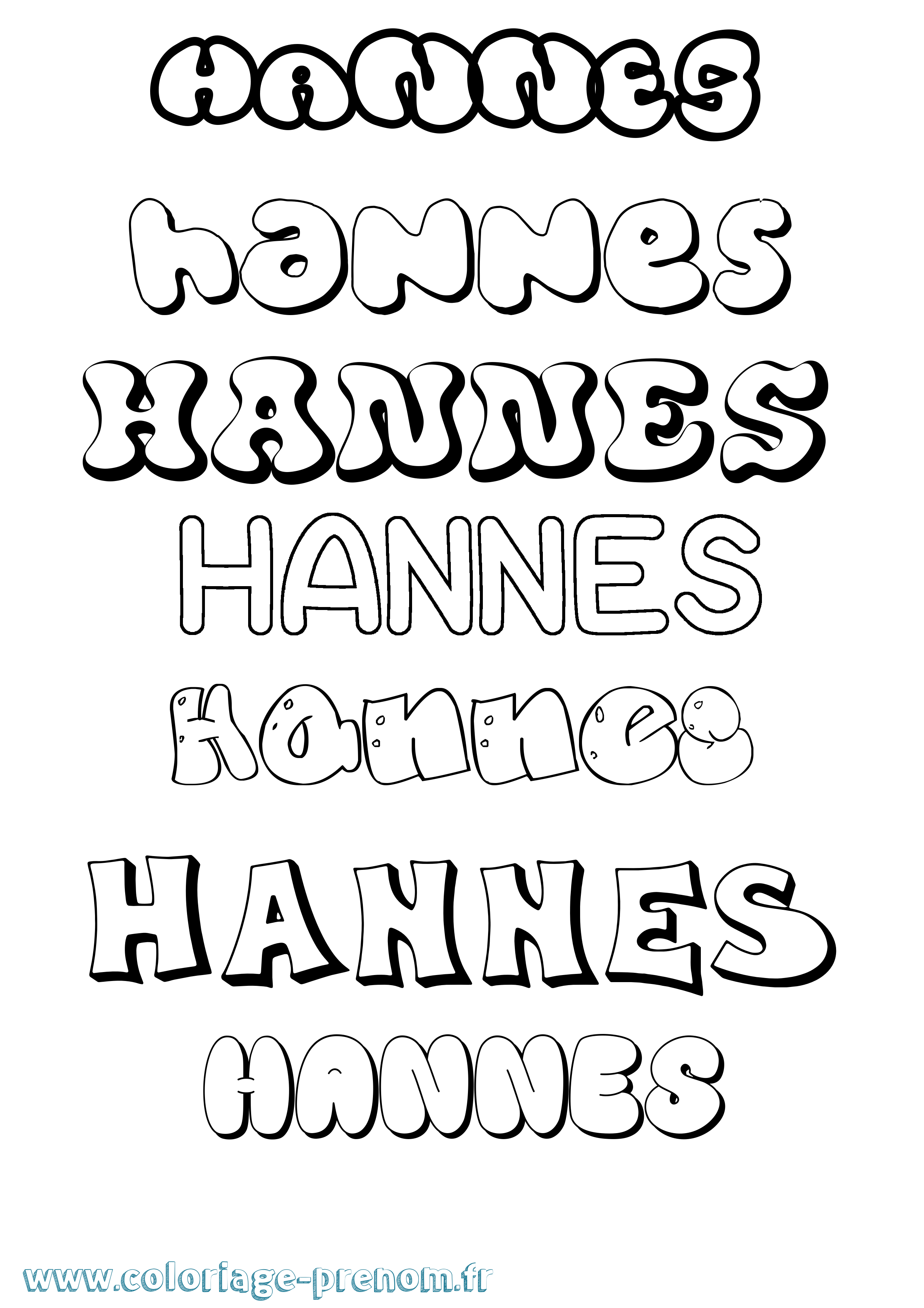 Coloriage Hannes Bubble Coloriage prénom Hannes Bubble