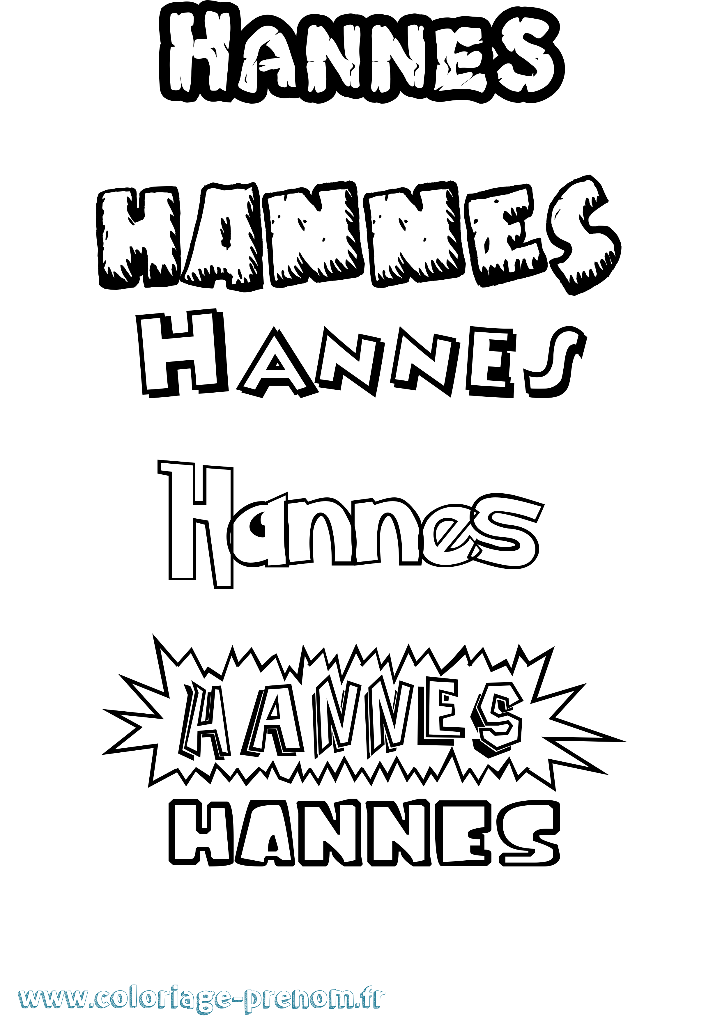 Coloriage Hannes Dessin Animé Coloriage prénom Hannes Dessin Animé