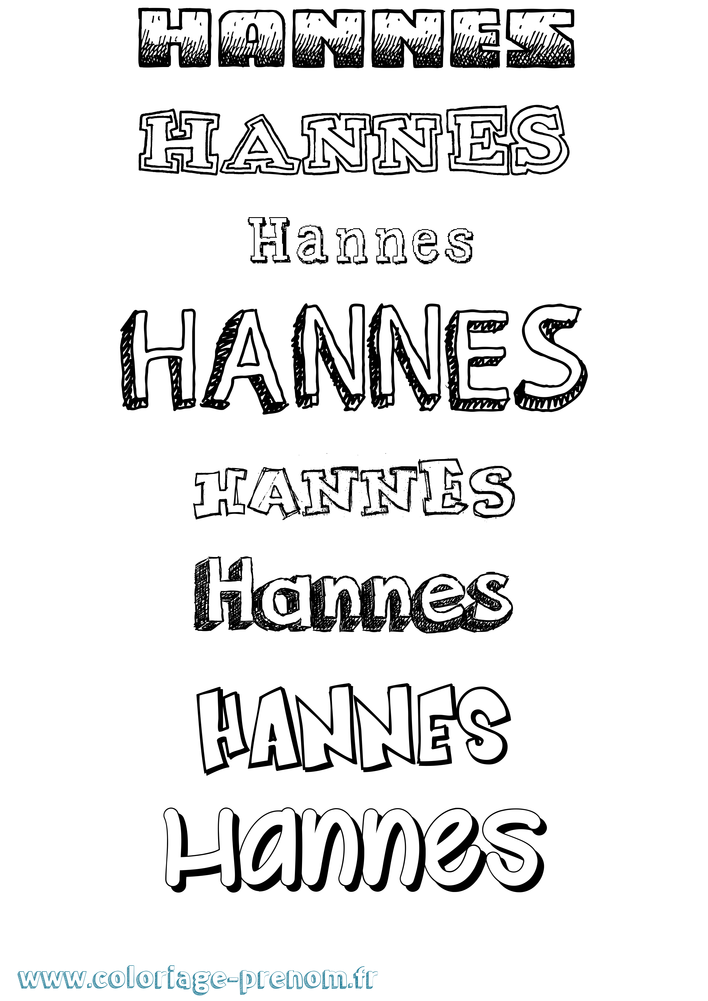 Coloriage Hannes Dessiné Coloriage prénom Hannes Dessiné