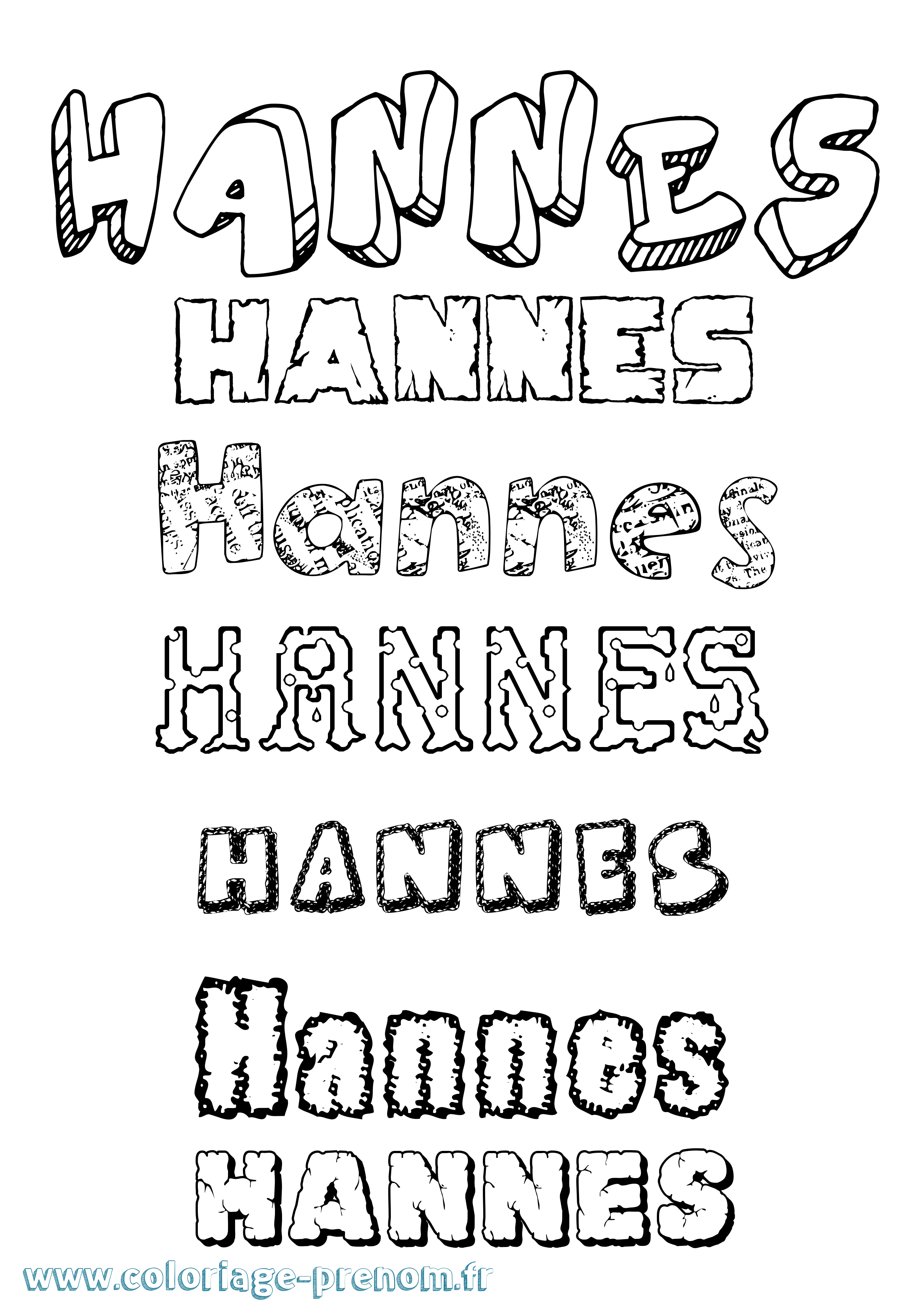 Coloriage Hannes Destructuré Coloriage prénom Hannes Destructuré