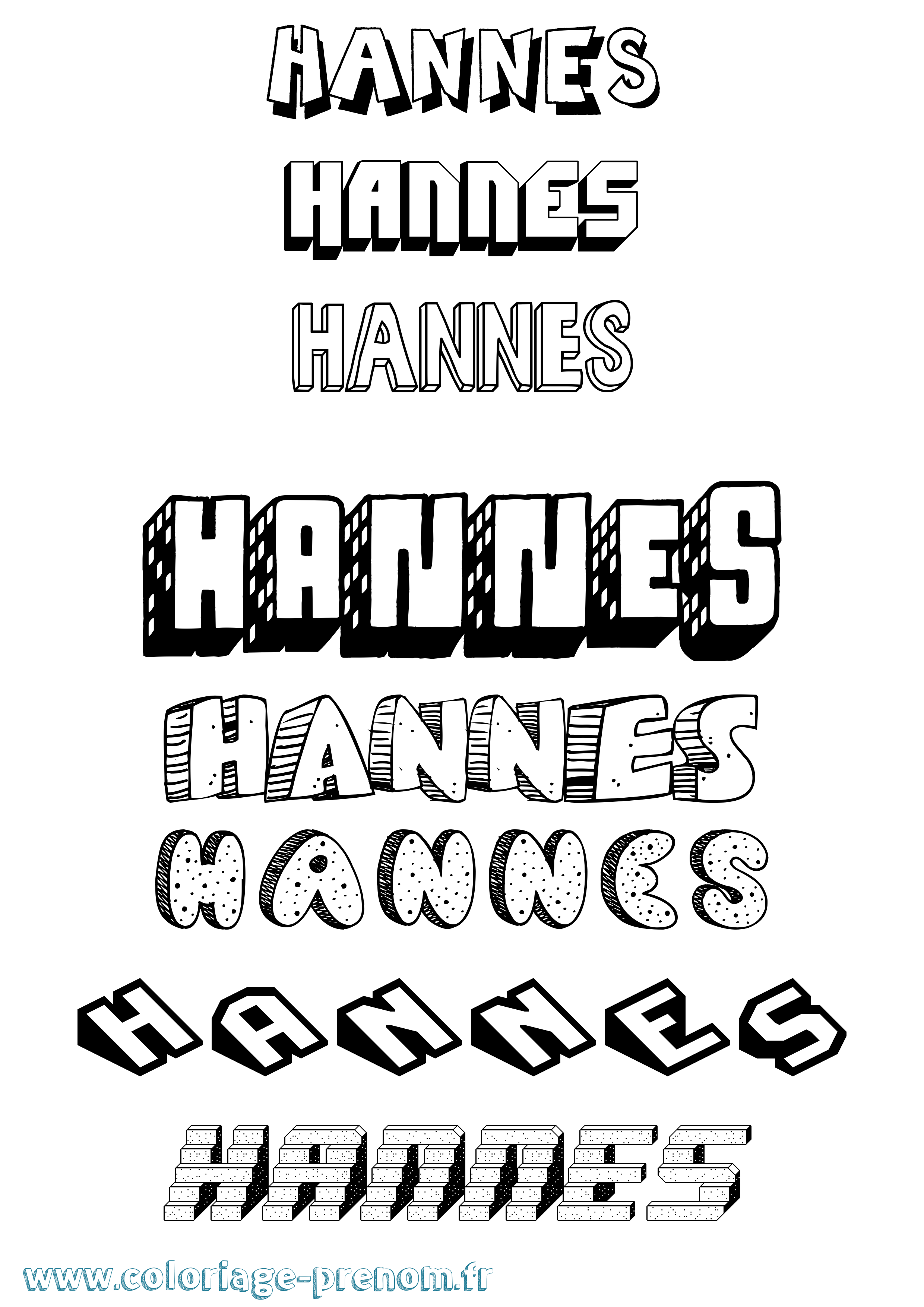 Coloriage Hannes Effet 3D Coloriage prénom Hannes Effet 3D