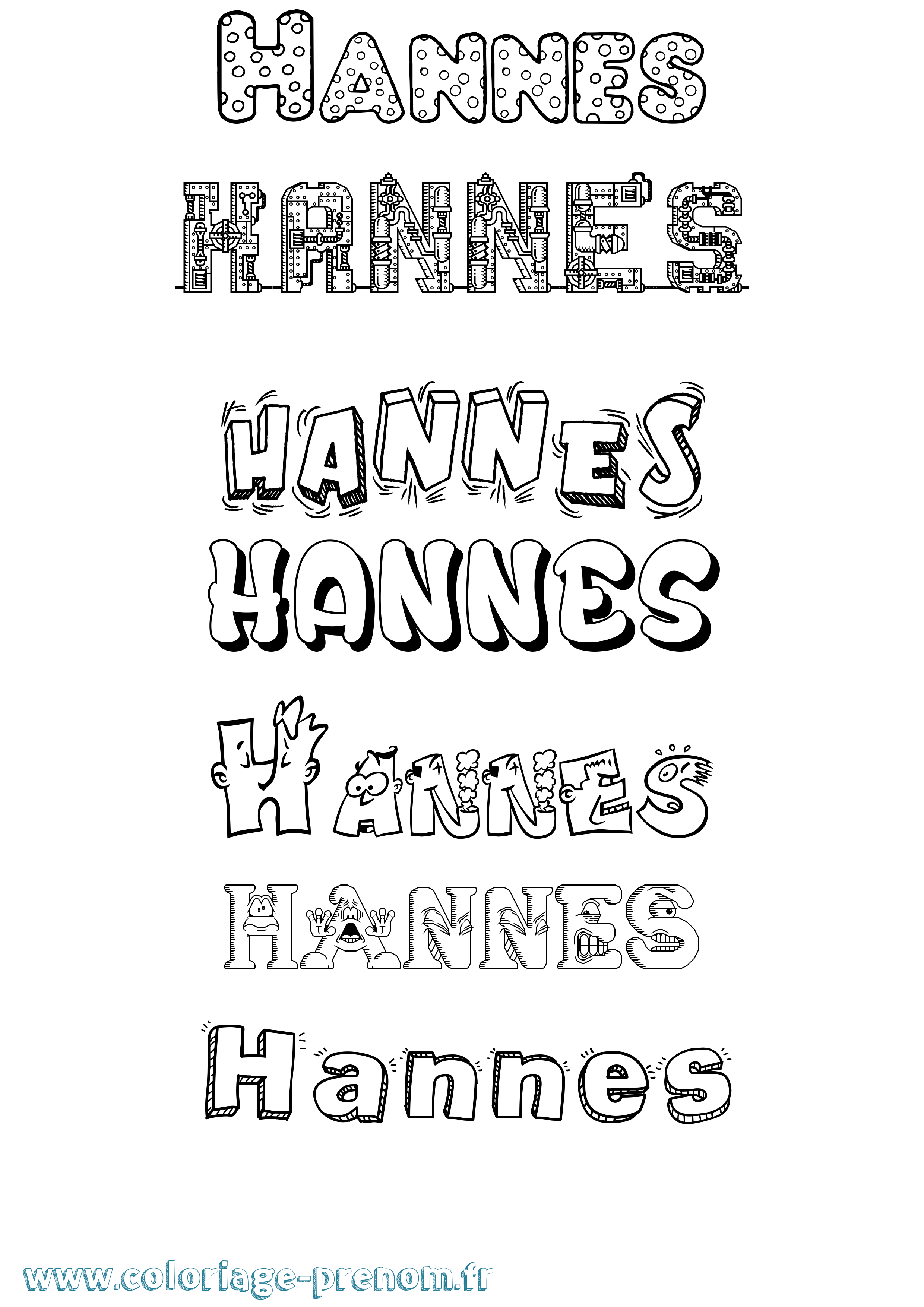 Coloriage Hannes Fun Coloriage prénom Hannes Fun