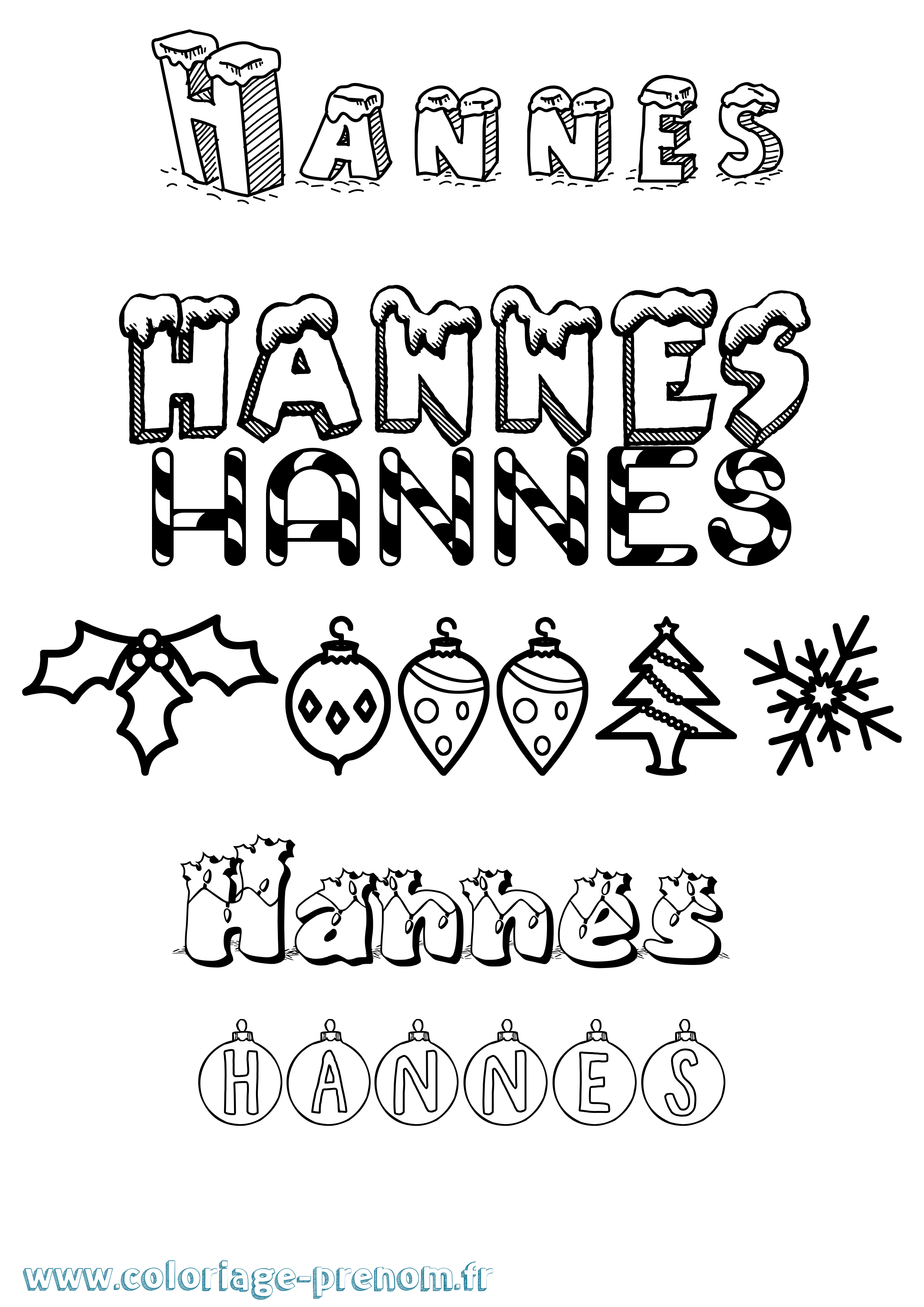 Coloriage Hannes Noël Coloriage prénom Hannes Noël