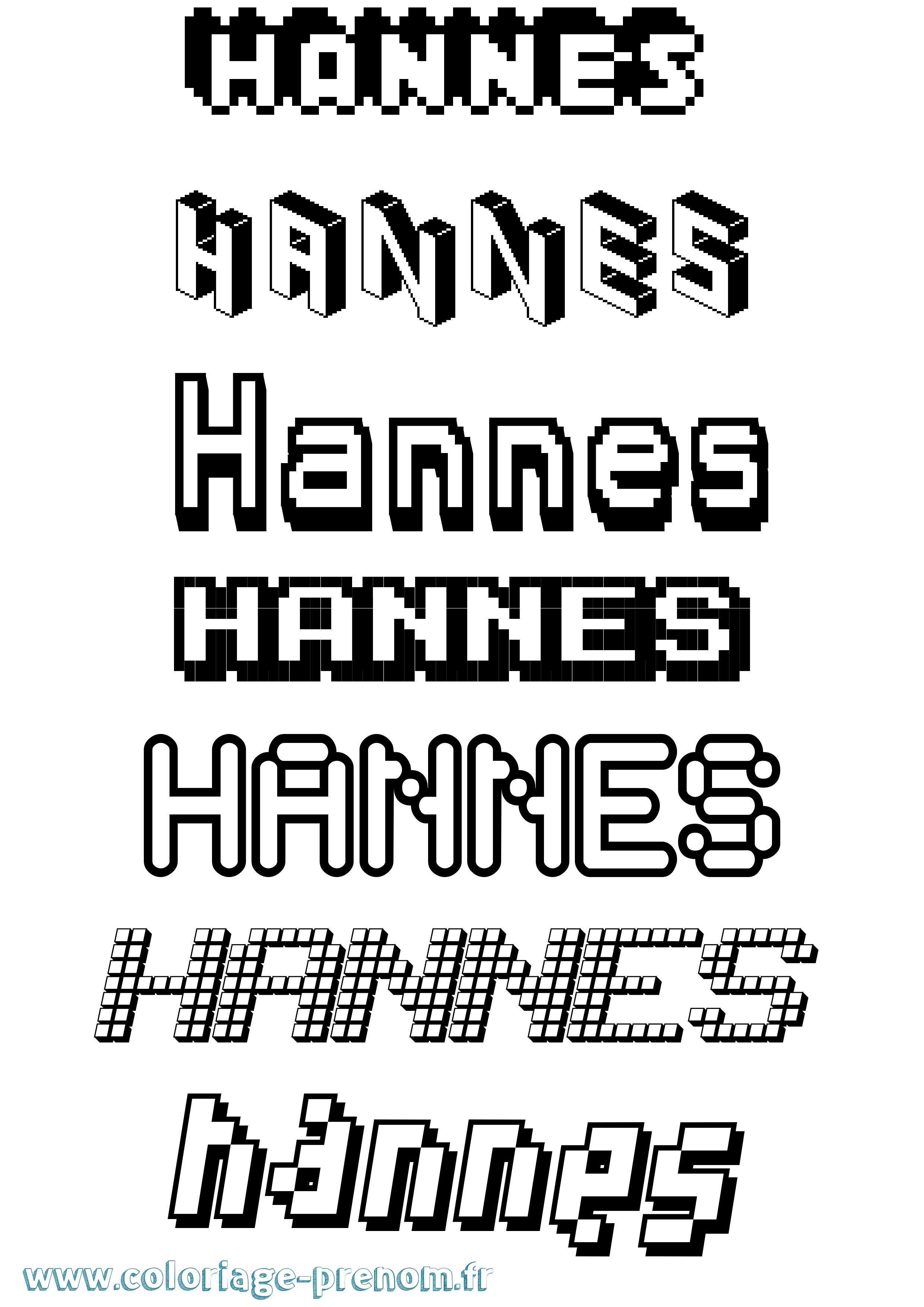 Coloriage Hannes Pixel Coloriage prénom Hannes Pixel