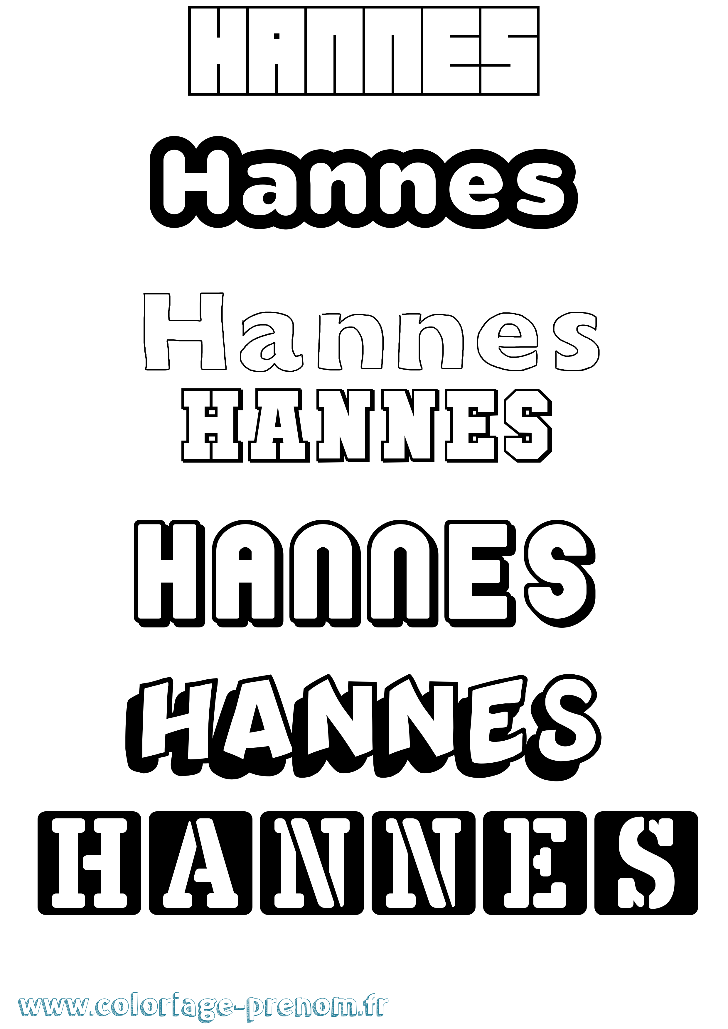 Coloriage Hannes Simple Coloriage prénom Hannes Simple