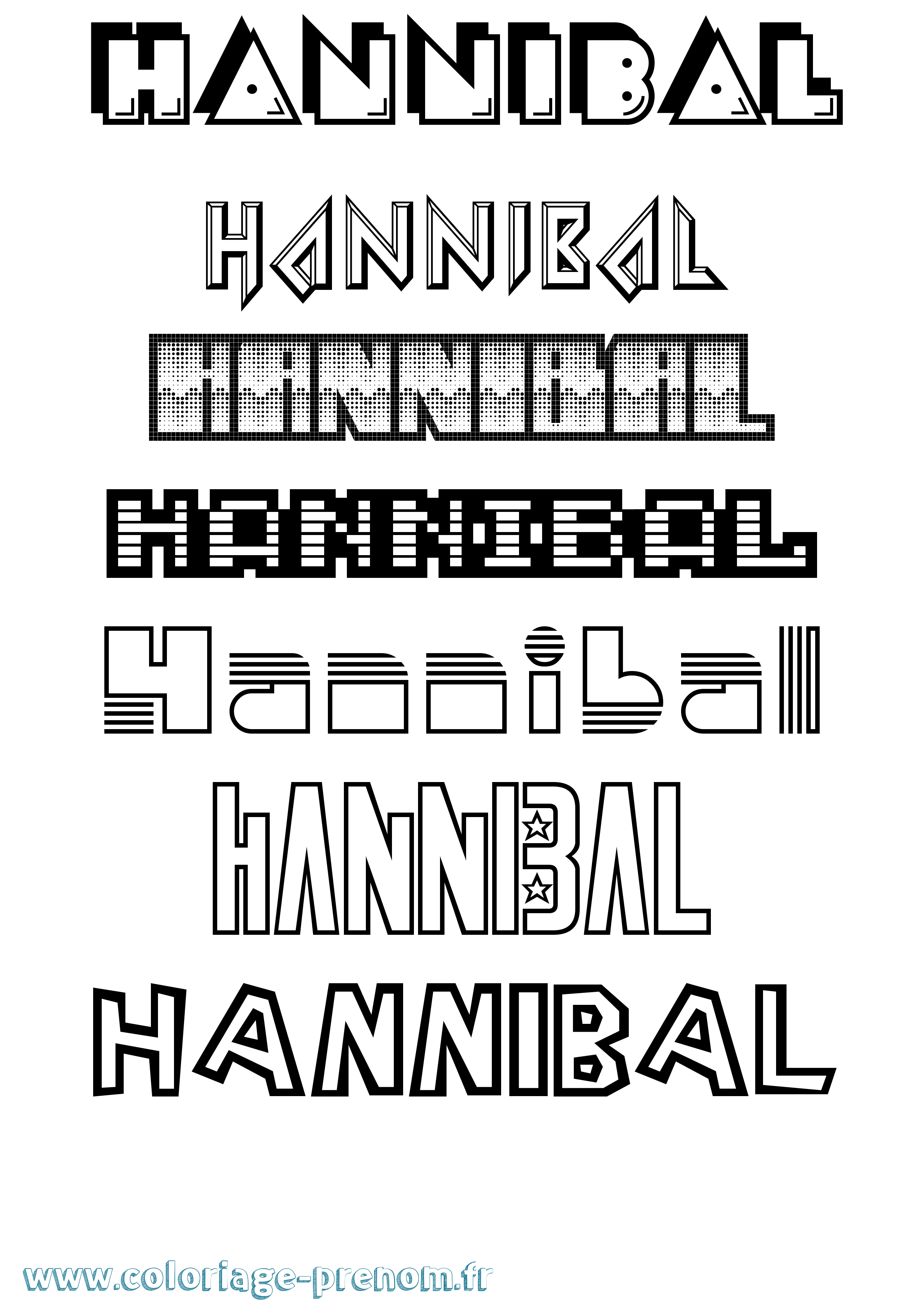 Coloriage Hannibal Jeux Vidéos Coloriage prénom Hannibal Jeux Vidéos
