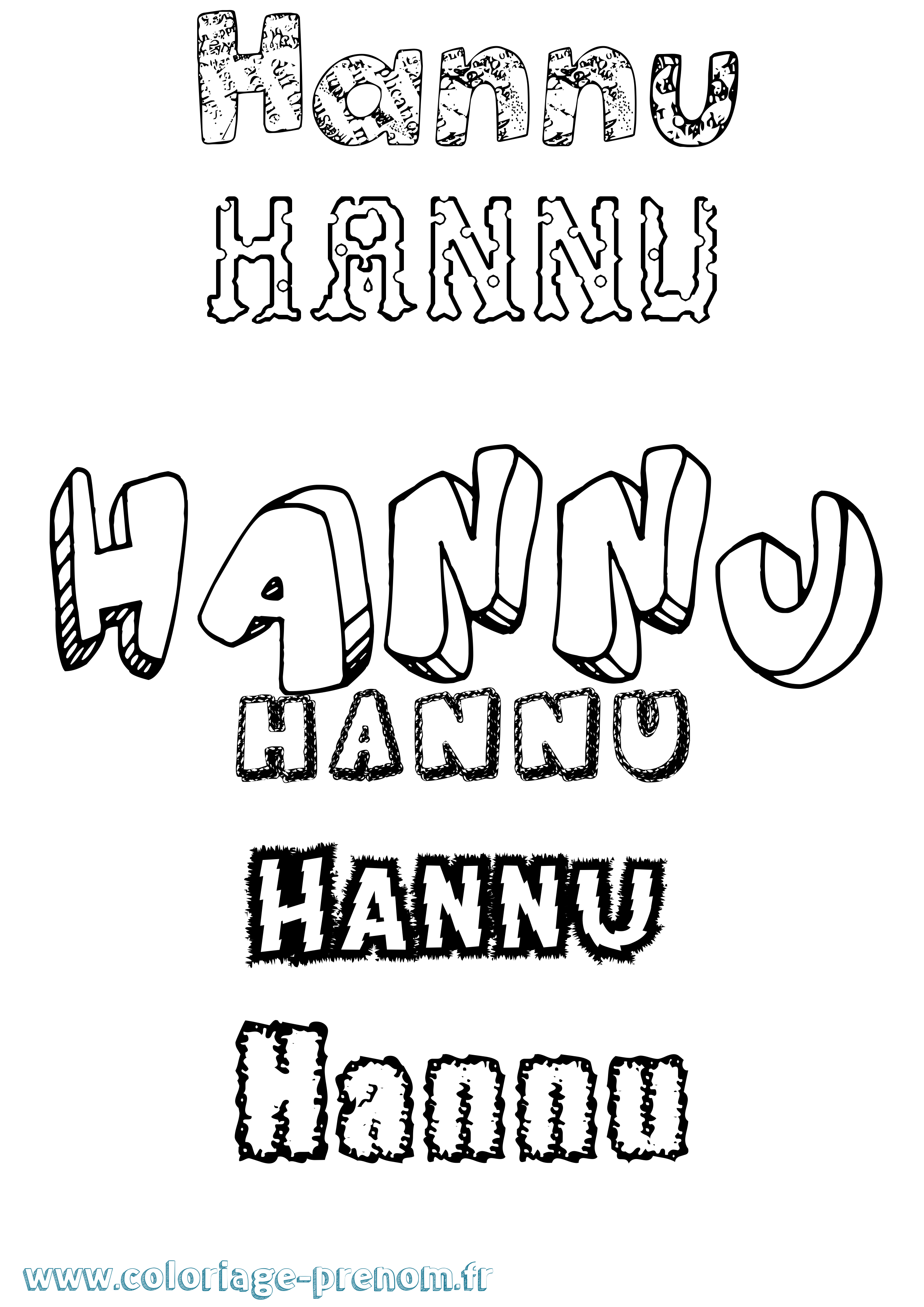 Coloriage Hannu Destructuré Coloriage prénom Hannu Destructuré