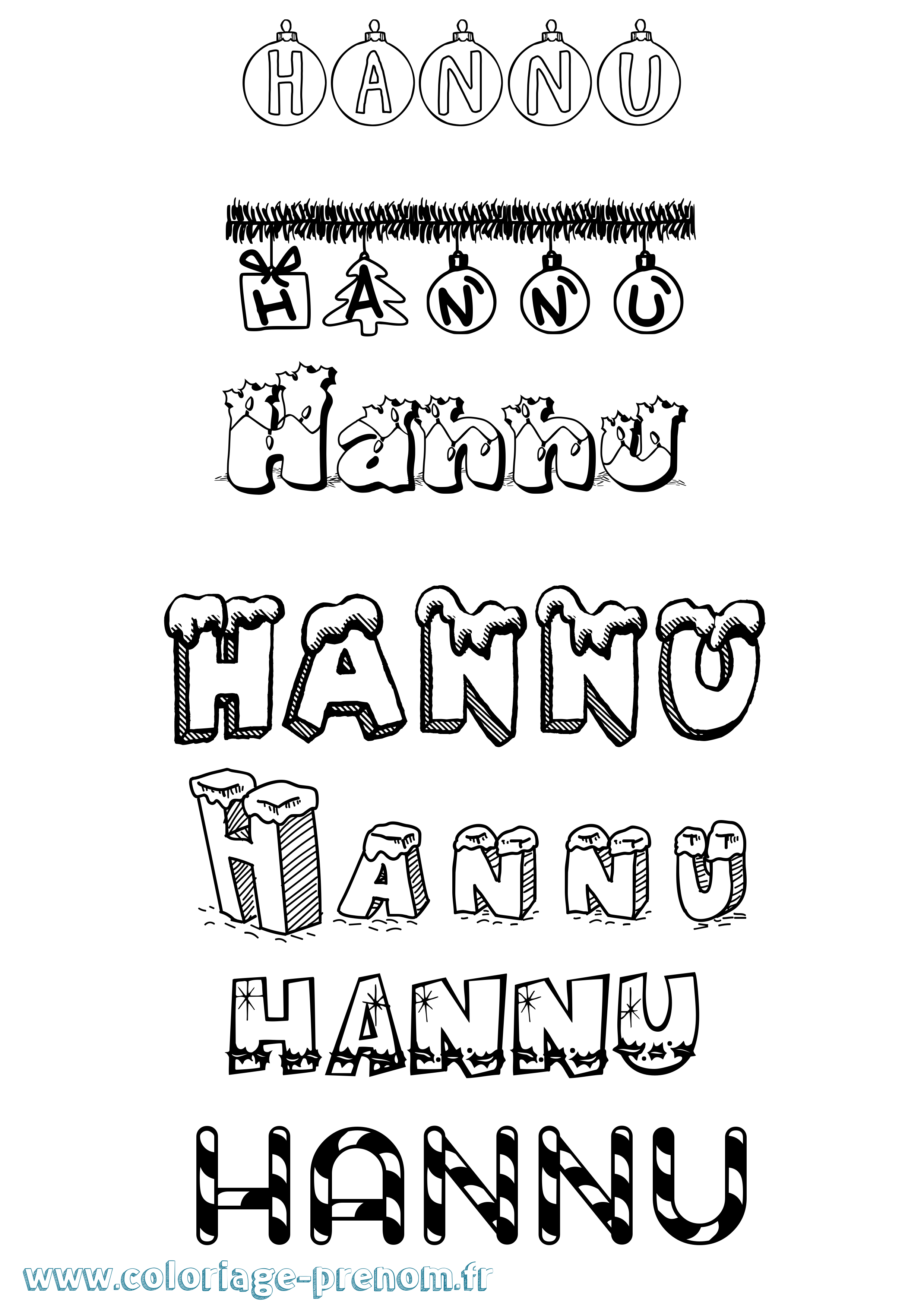 Coloriage Hannu Noël Coloriage prénom Hannu Noël