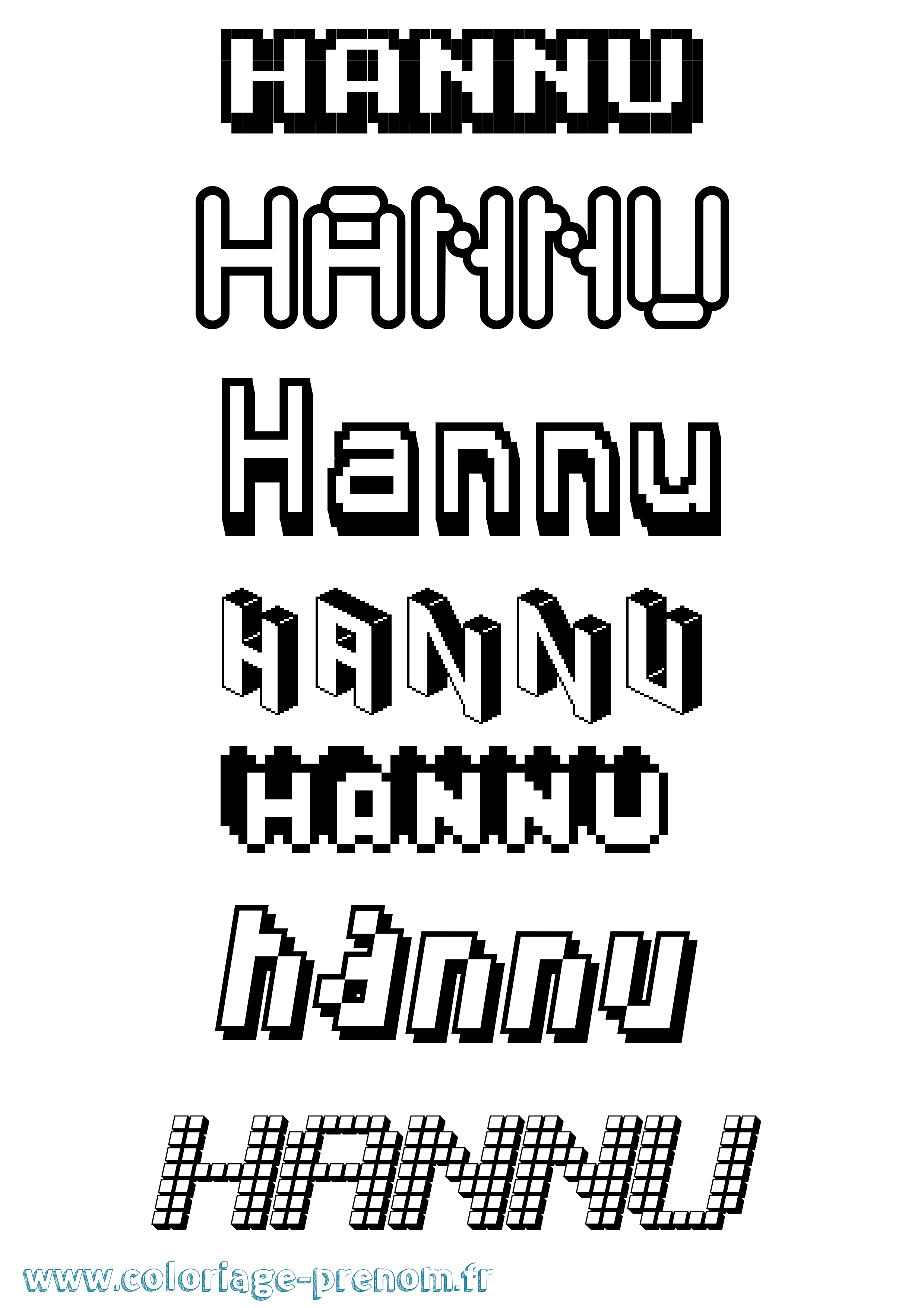 Coloriage Hannu Pixel Coloriage prénom Hannu Pixel
